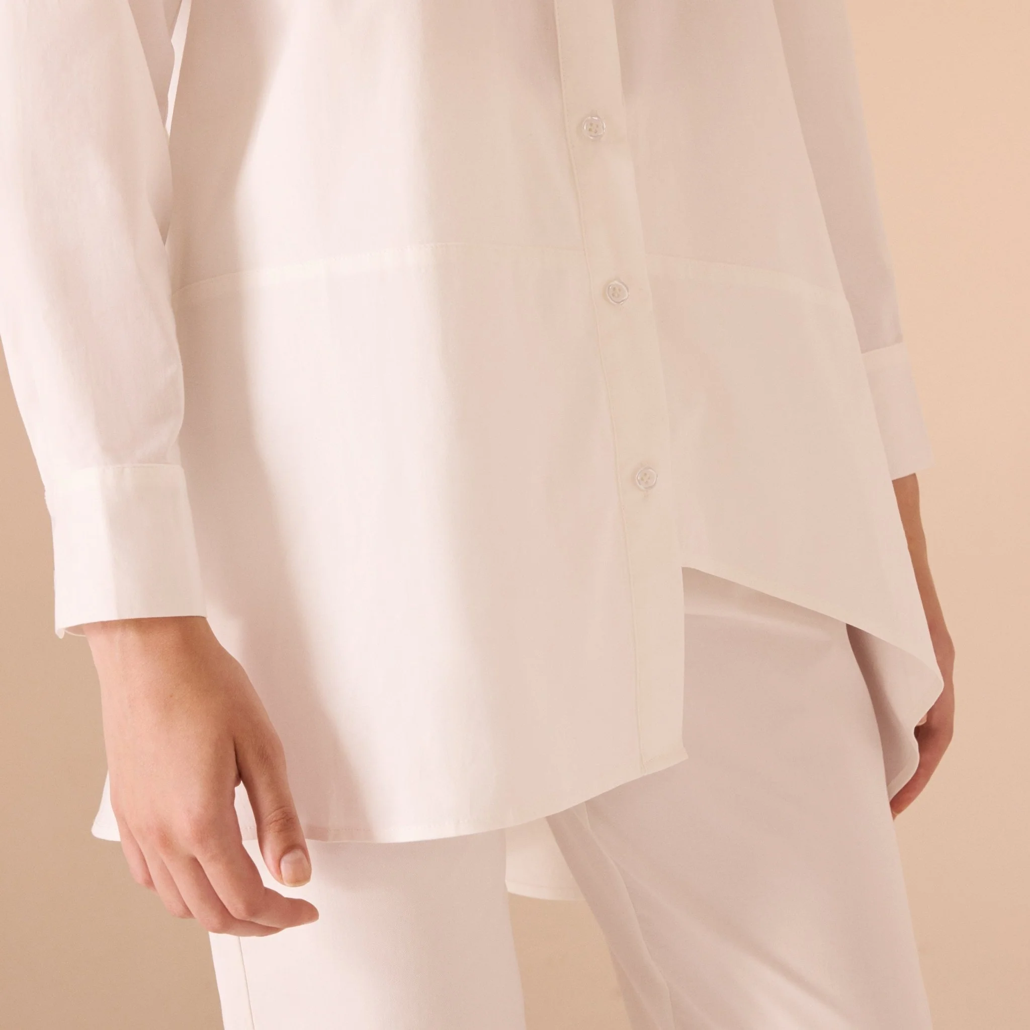 Asymmetric Hem Poplin Shirt - Image 3