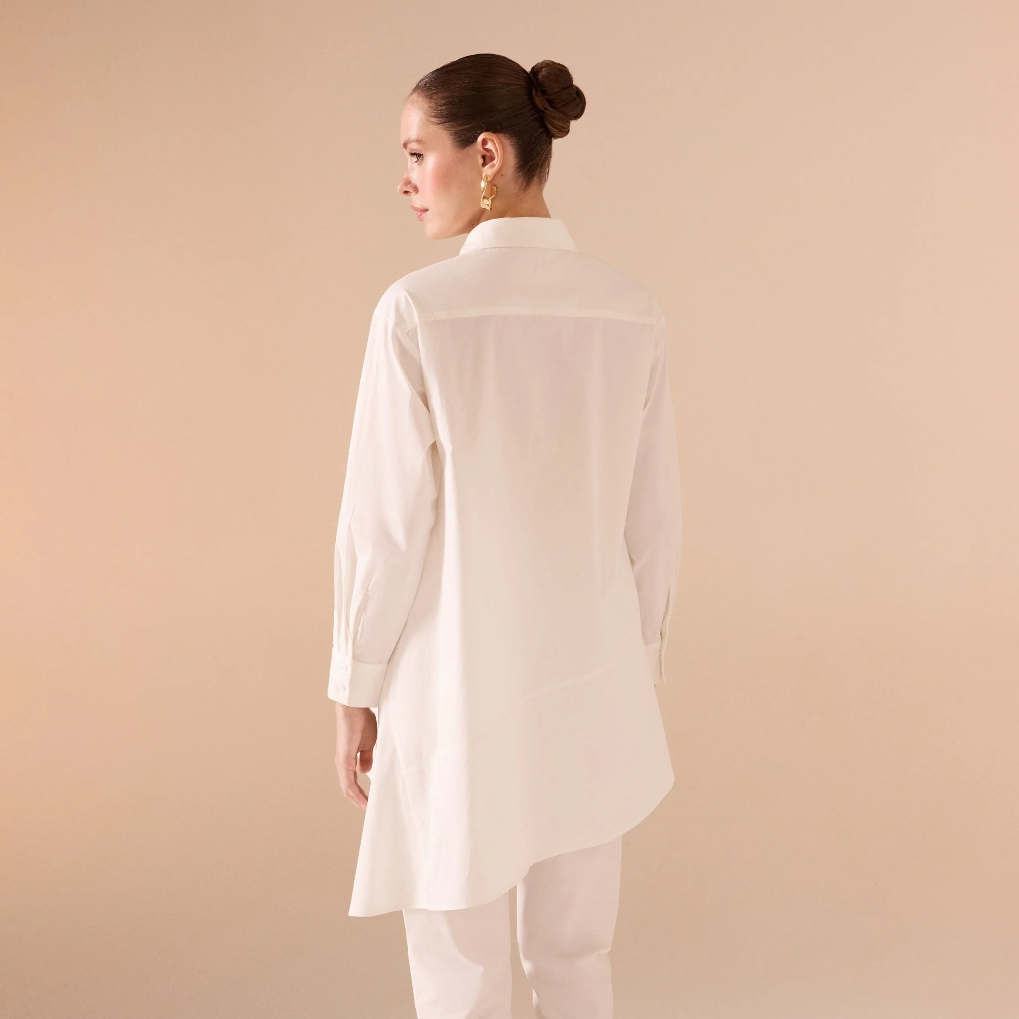 Asymmetric Hem Poplin Shirt - Image 4