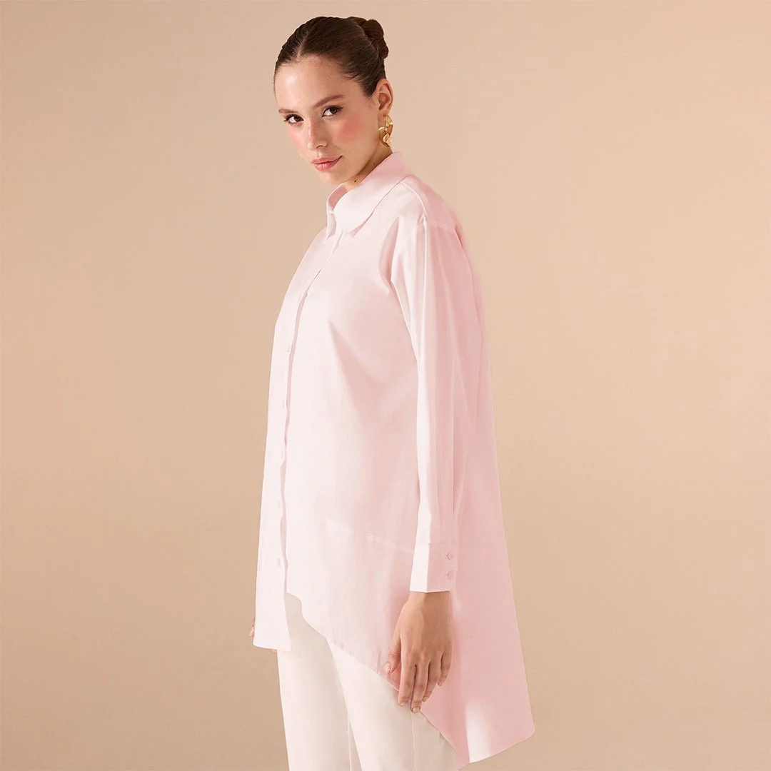 Asymmetric Hem Poplin Shirt - Image 5