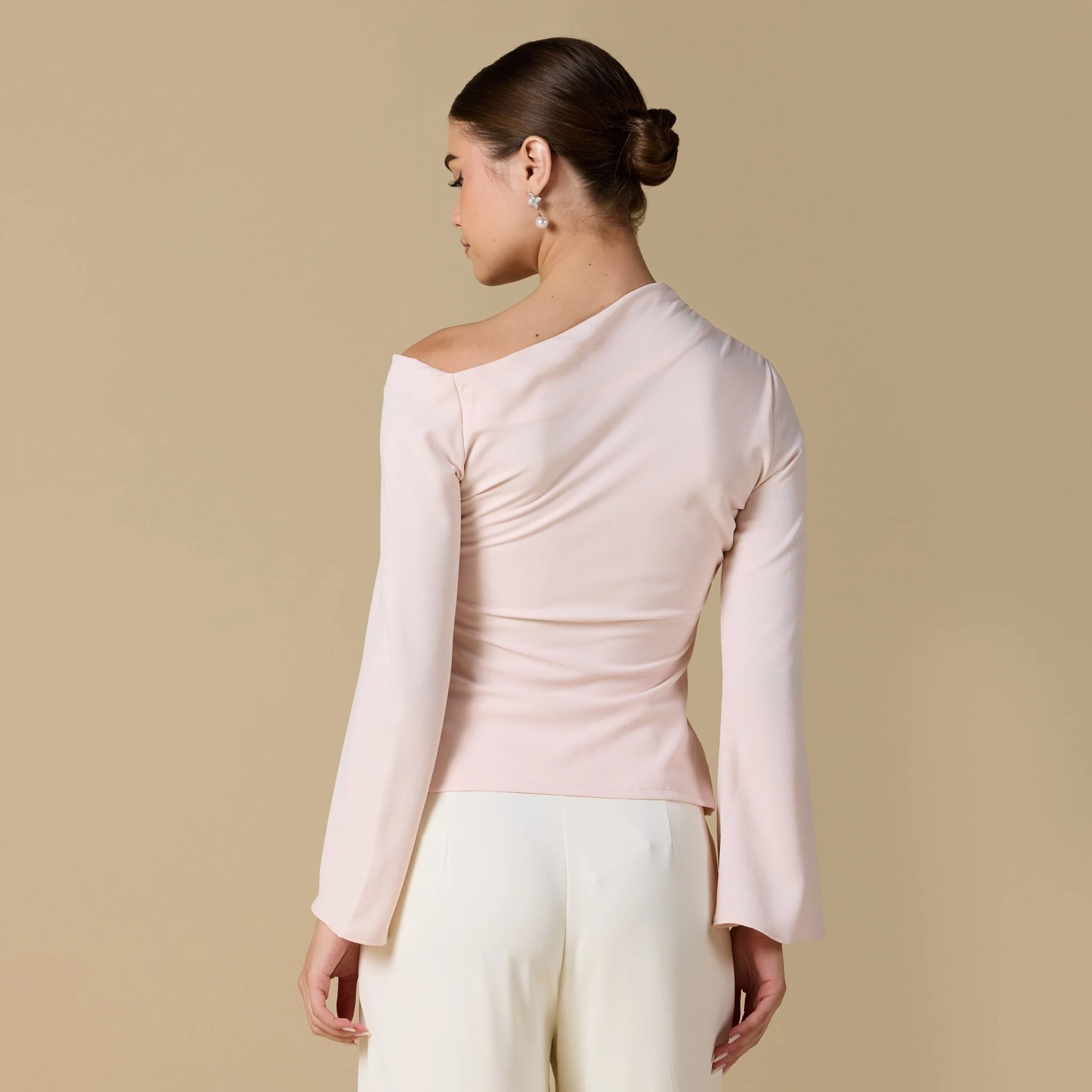 Bare shoulder Crepe Blouse - Image 12