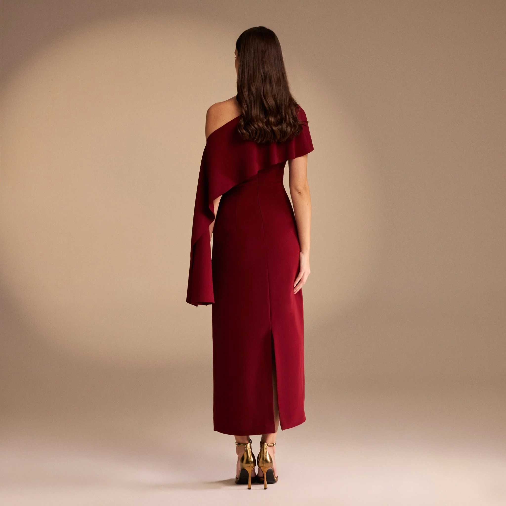 Off White Bare Shoulder Crepe Maxi Dress - Image 7