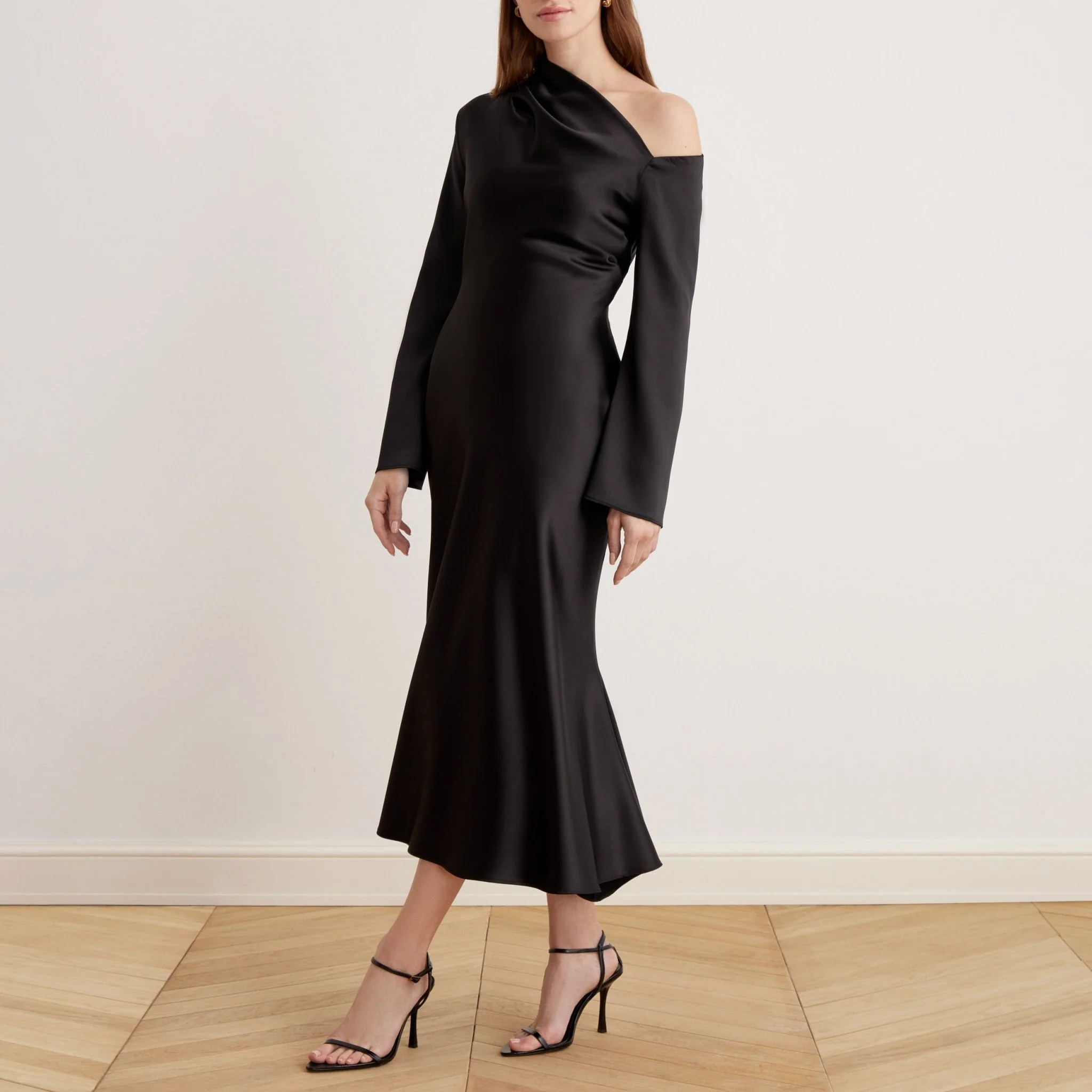 Bare Shoulder Satin Midi Dress - Image 4