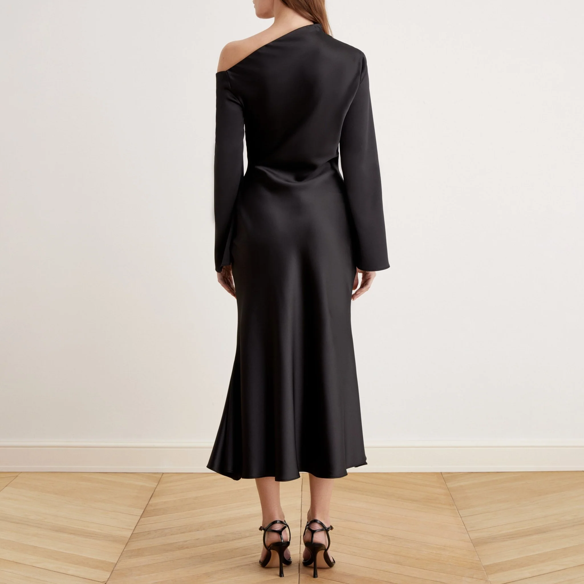 Bare Shoulder Satin Midi Dress - Image 7