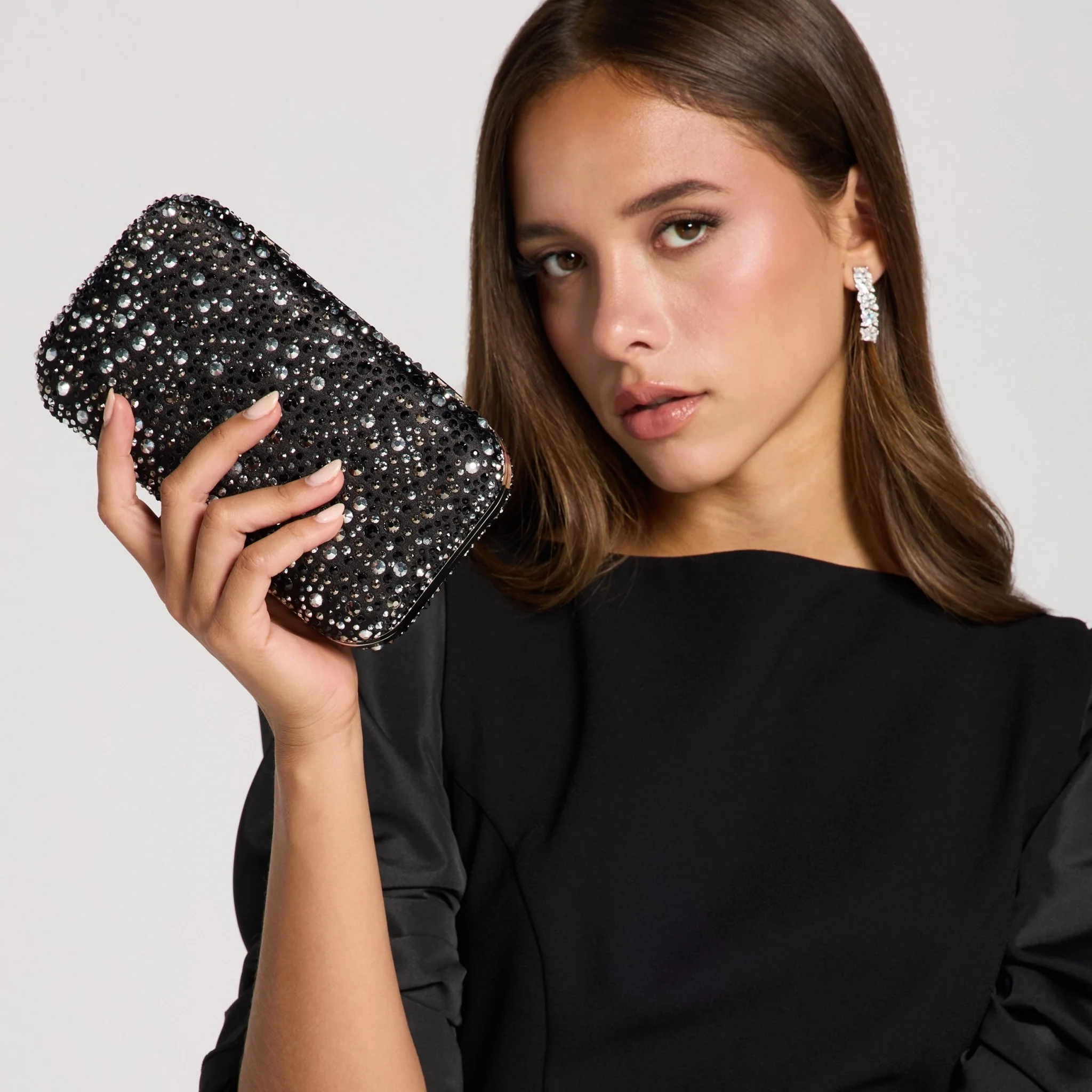 Black Crystal Beaded Clutch - Image 3