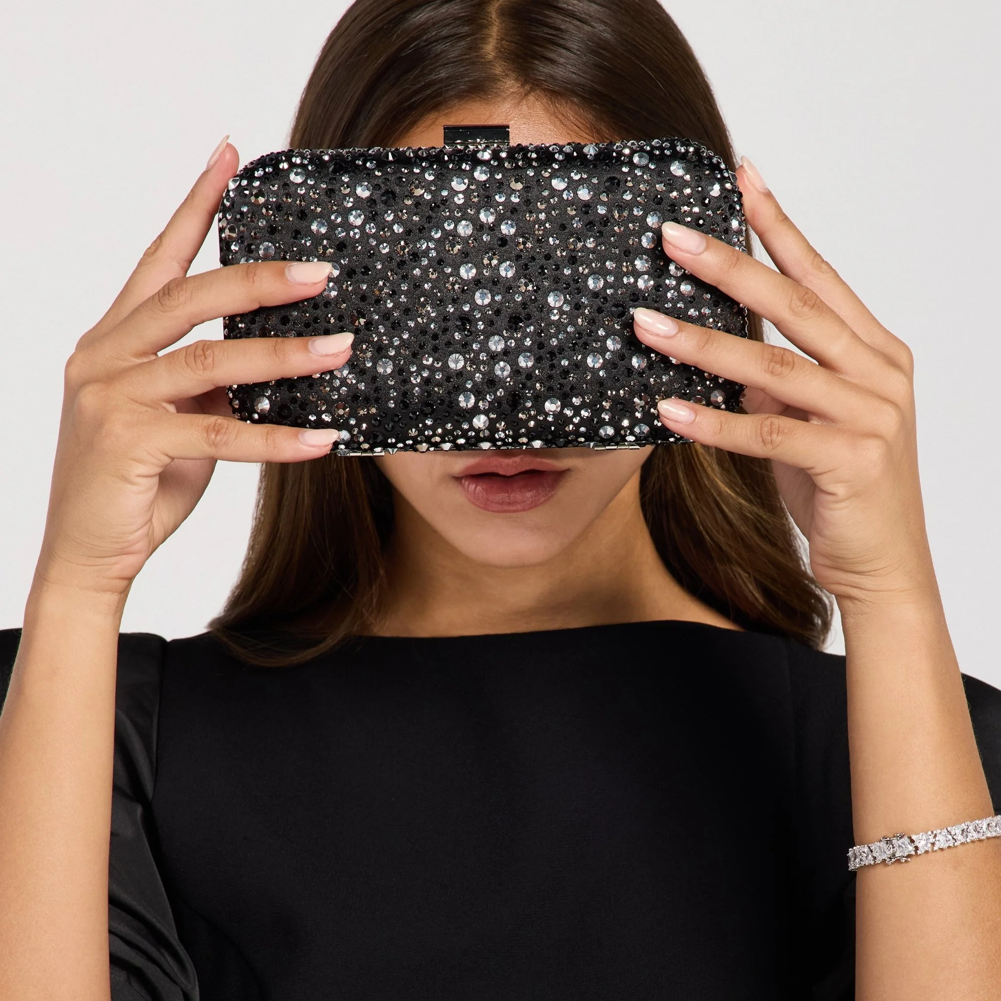 Black Crystal Beaded Clutch - Image 4