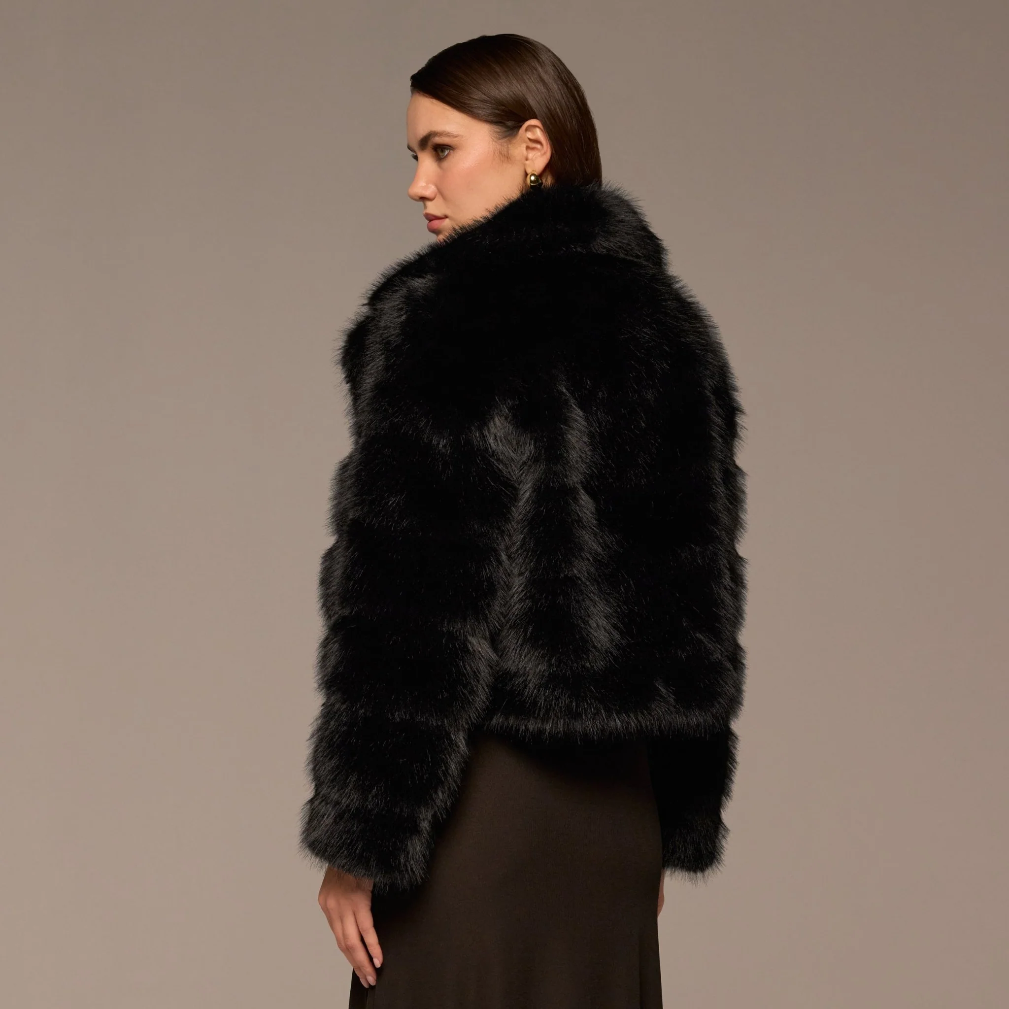 Black Faux Sable Fur Jacket - Image 4