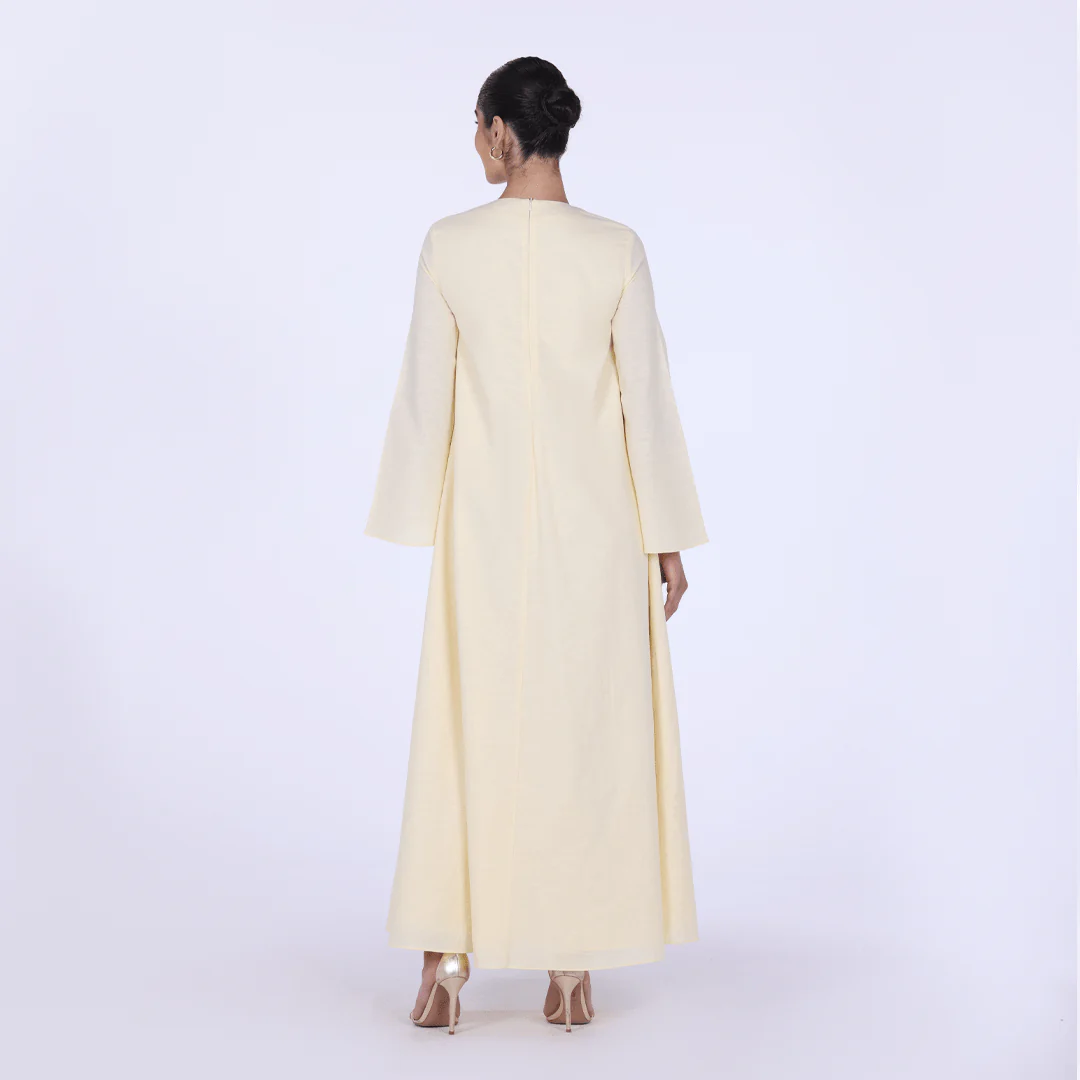 Linen-Blend Set with Gathered Details and Wide Leg Pants - Image 7