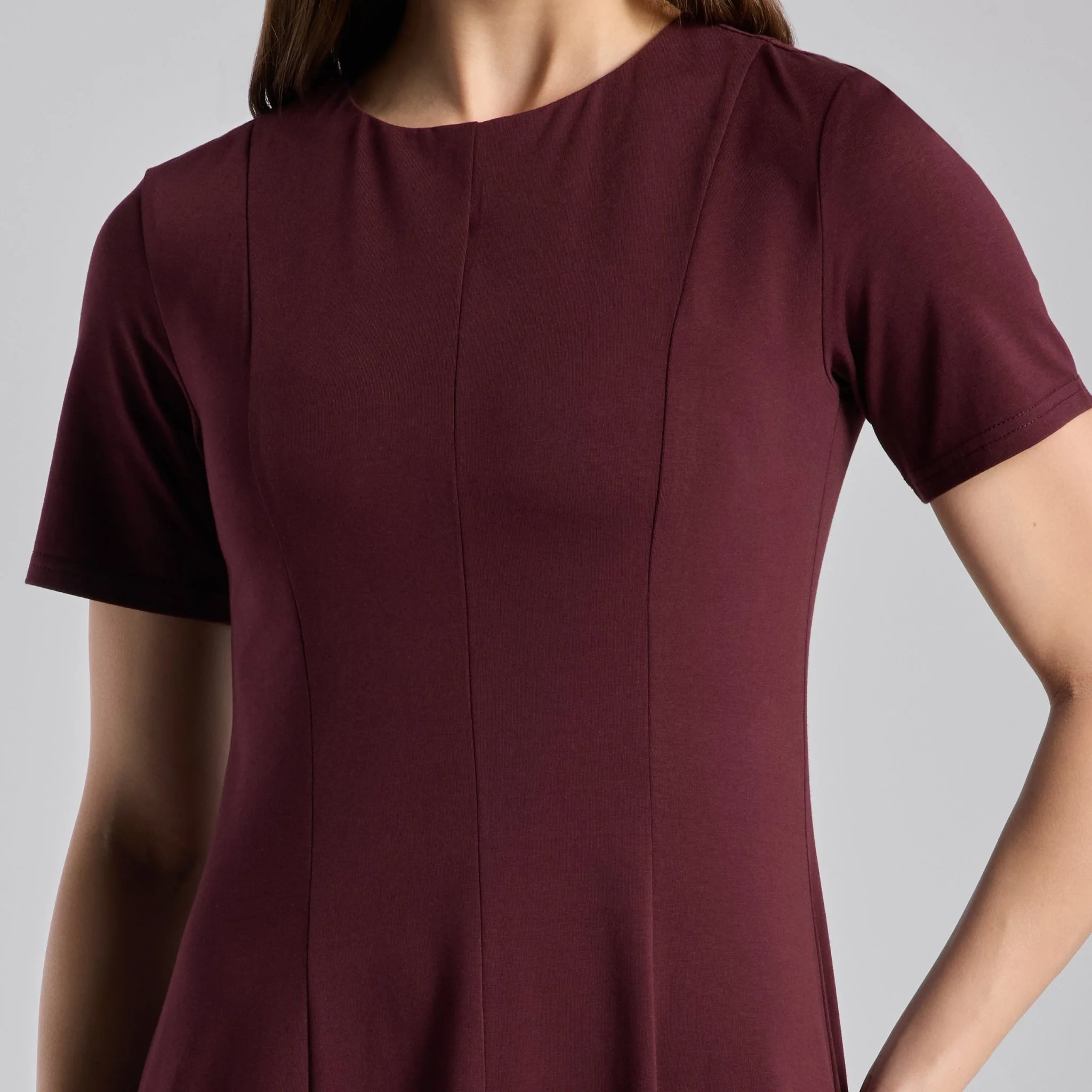 Burgundy Cotton Blend Under Abaya Dress - Image 3