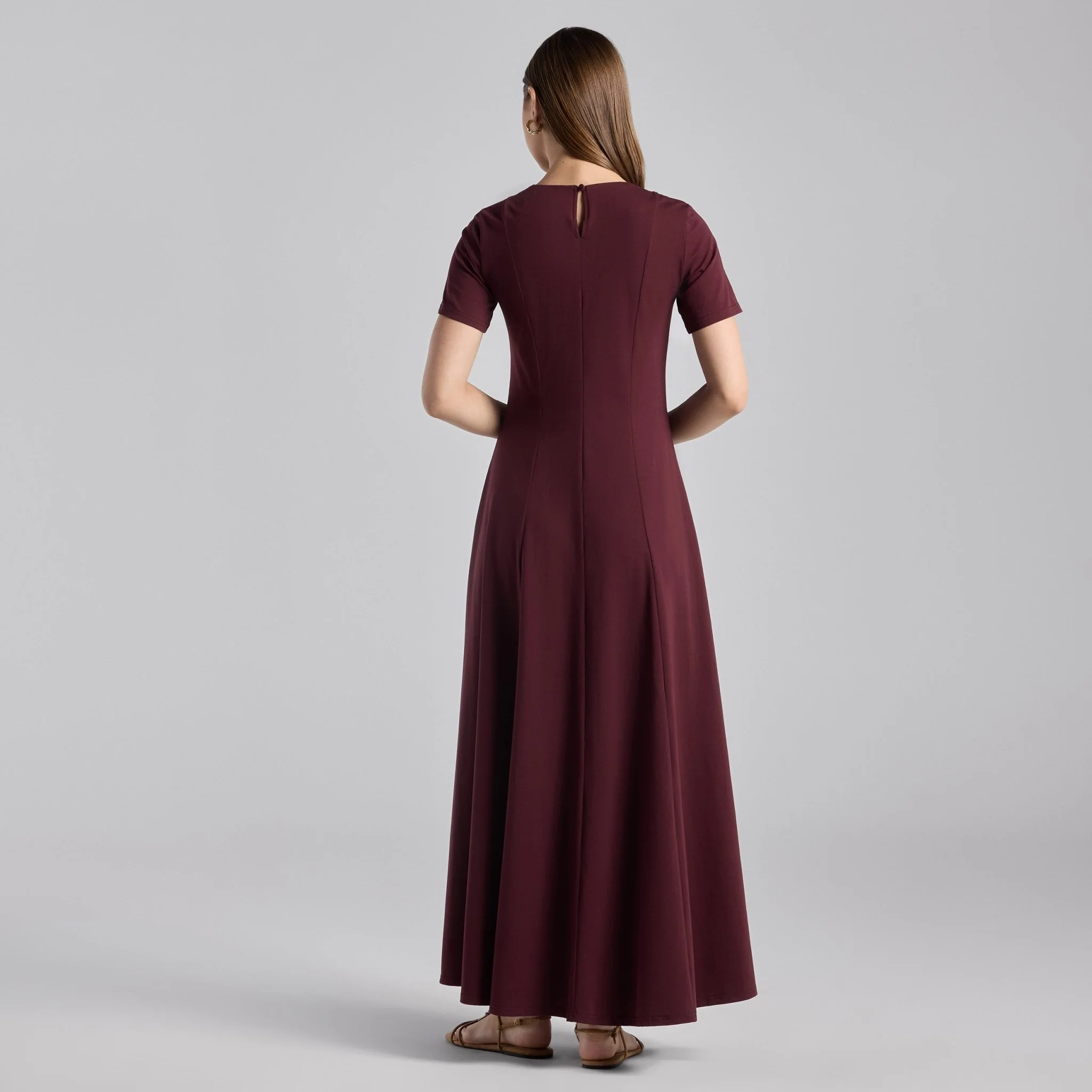 Burgundy Cotton Blend Under Abaya Dress - Image 4