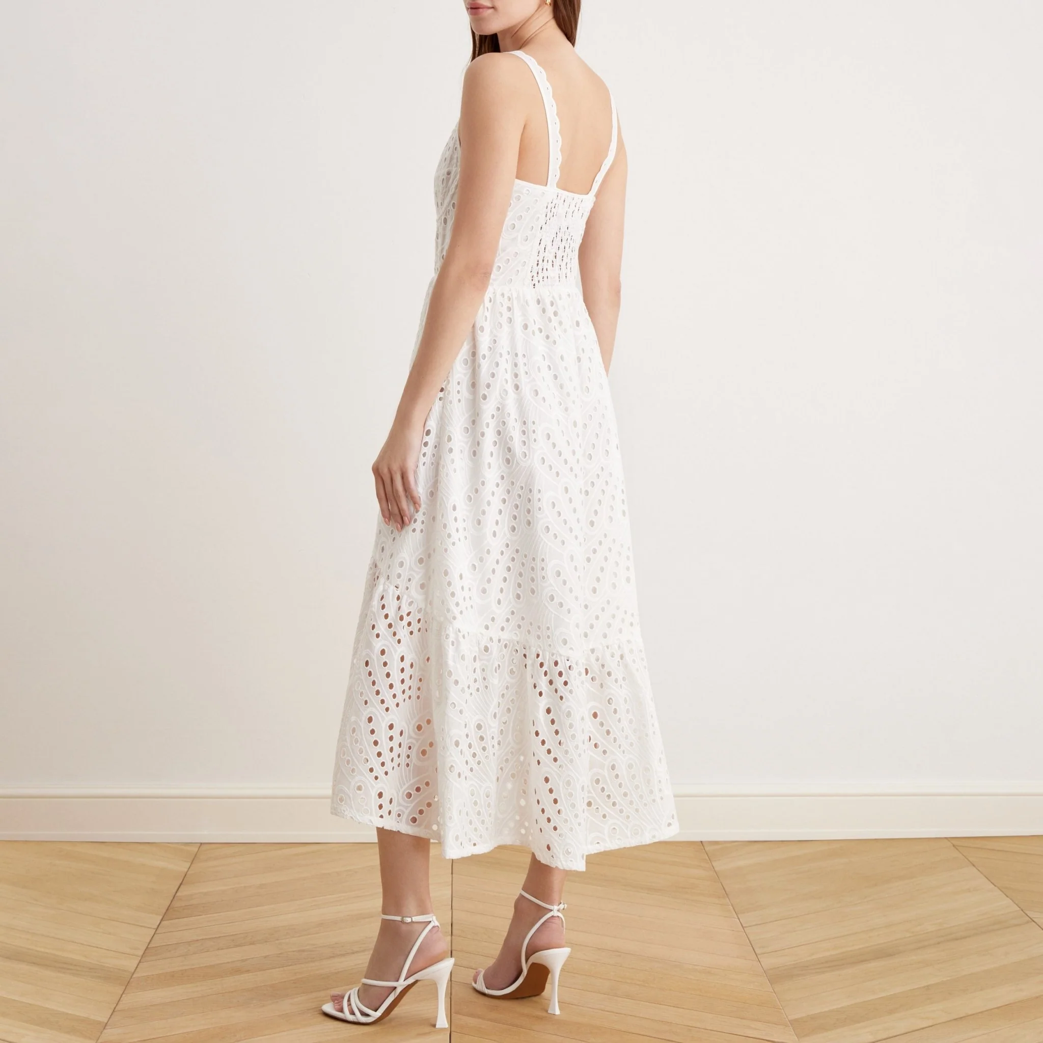 Bustier Maxi Dress With Cutwork Embroidery in Cotton - Image 3