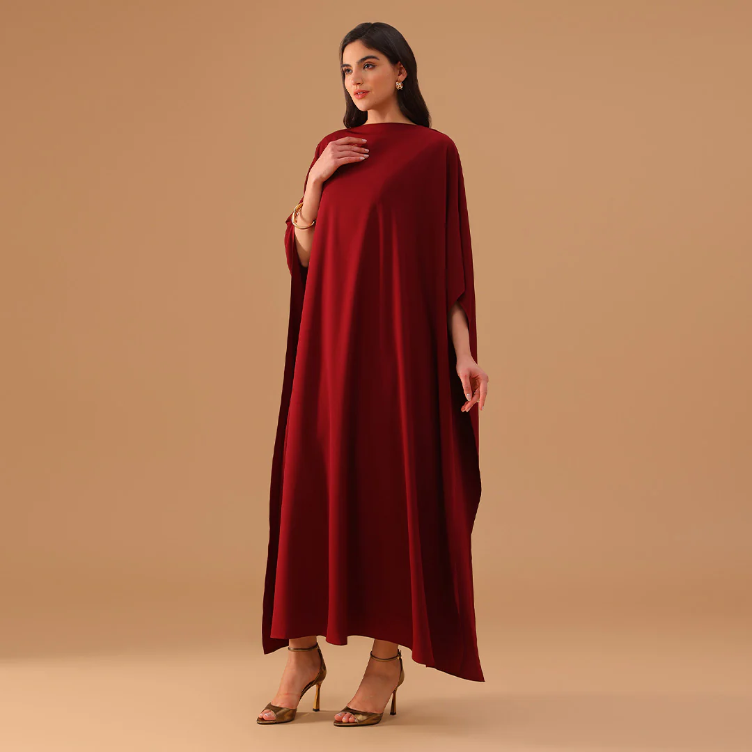 Cap Cut Sleeves Red Jalabya - Image 3