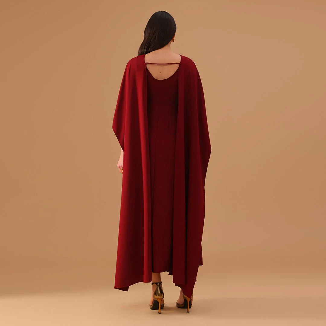 Cap Cut Sleeves Red Jalabya - Image 5