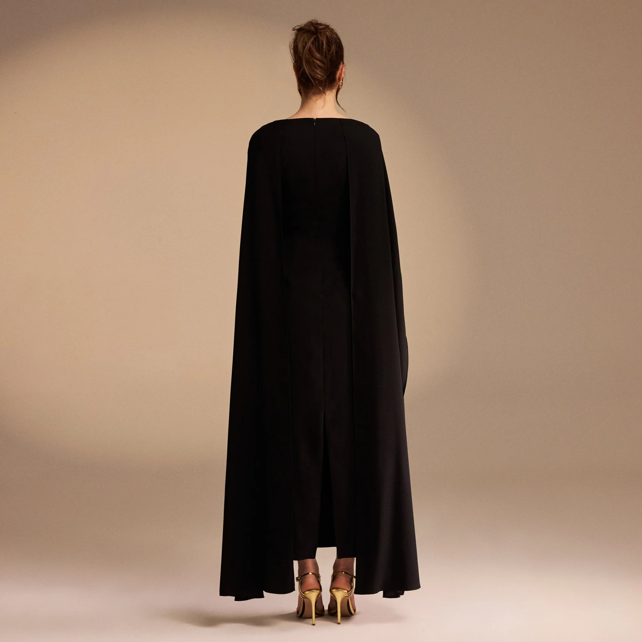Cape-sleeve Crepe Maxi Dress - Image 4