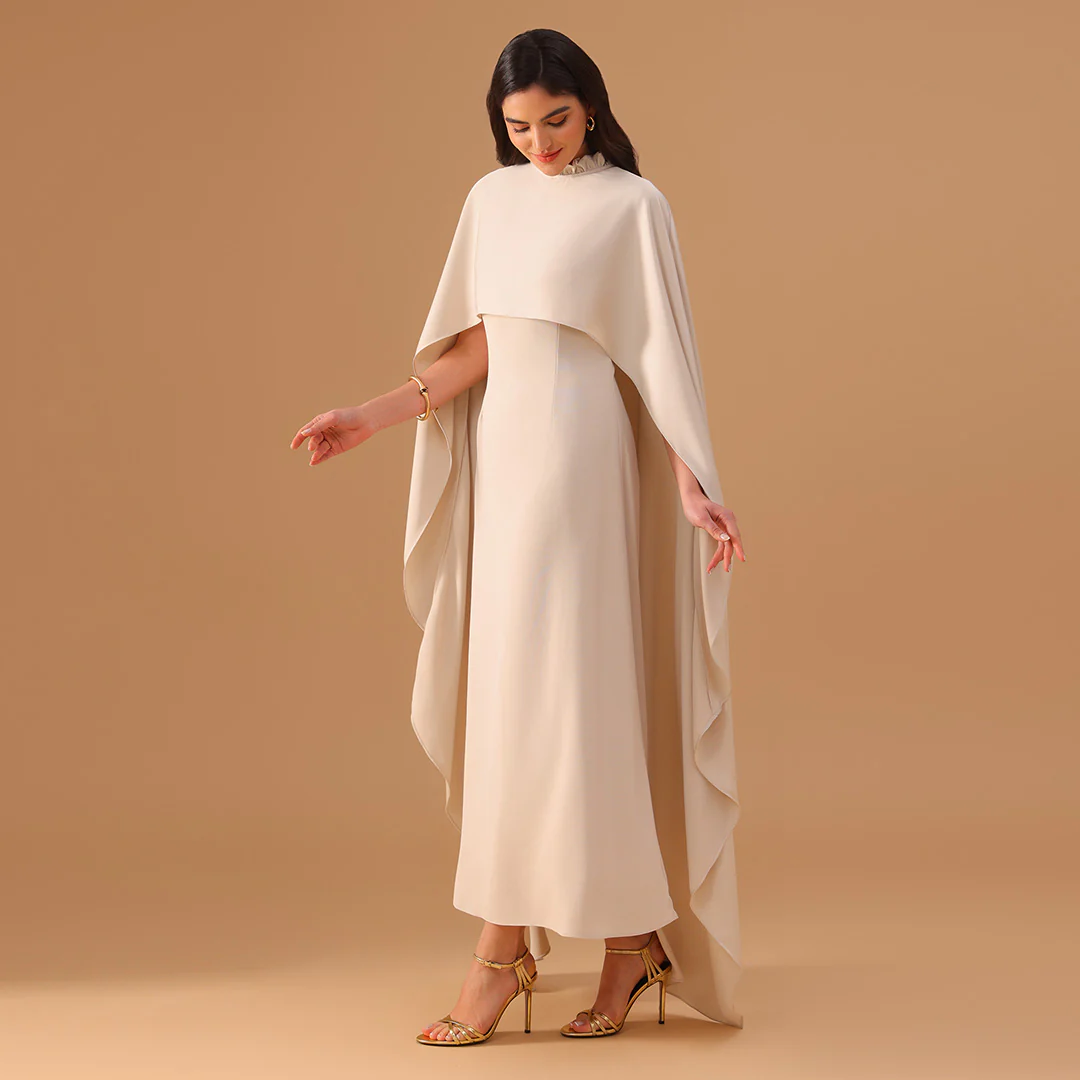 Crepe Abaya with Organza Overlay - Image 3