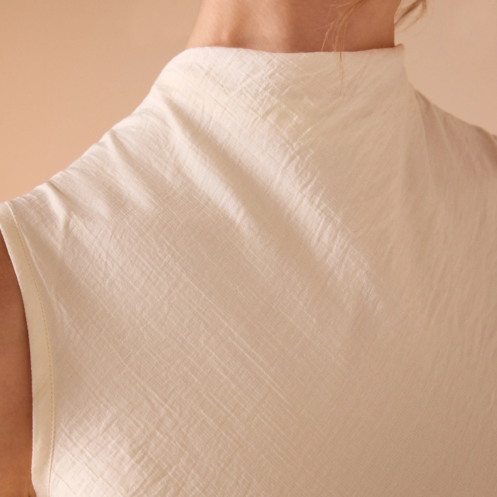 Off White Draped Neckline Dress - Image 4