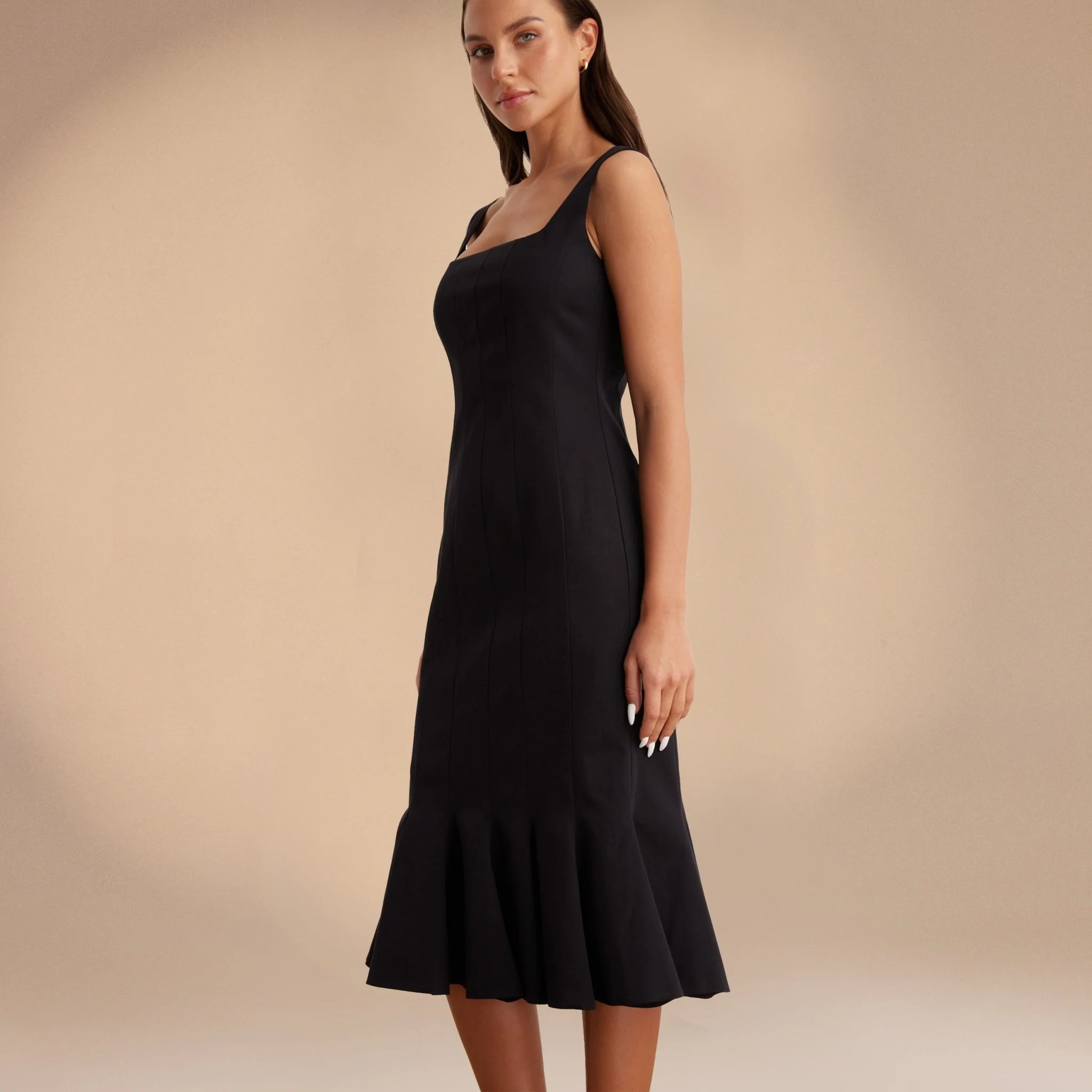 Fitted Bodycon Midi Dress in Cotton-blend - Image 3