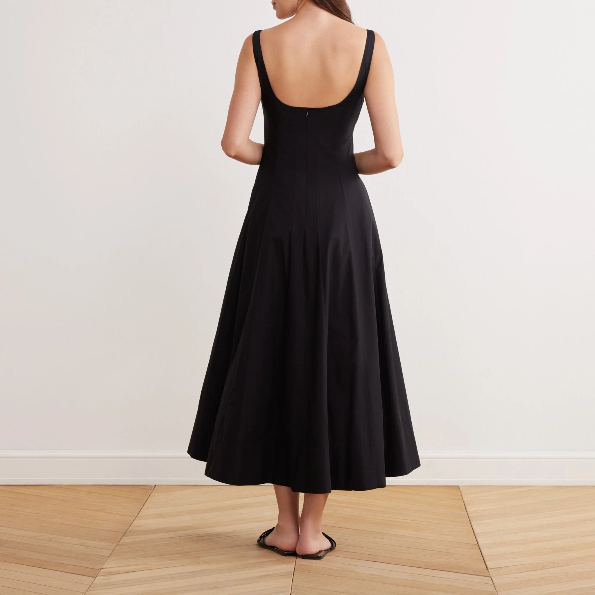 Fitted Waist Midi A-line Dress in Cotton - Image 6