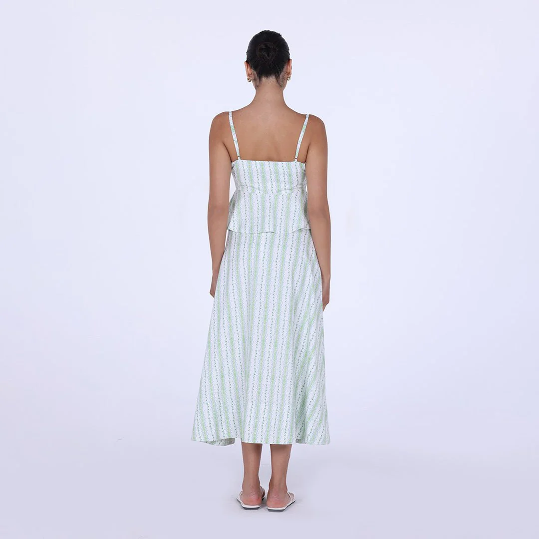 Flared Twill Printed Top with Hidden Buttons - Image 3