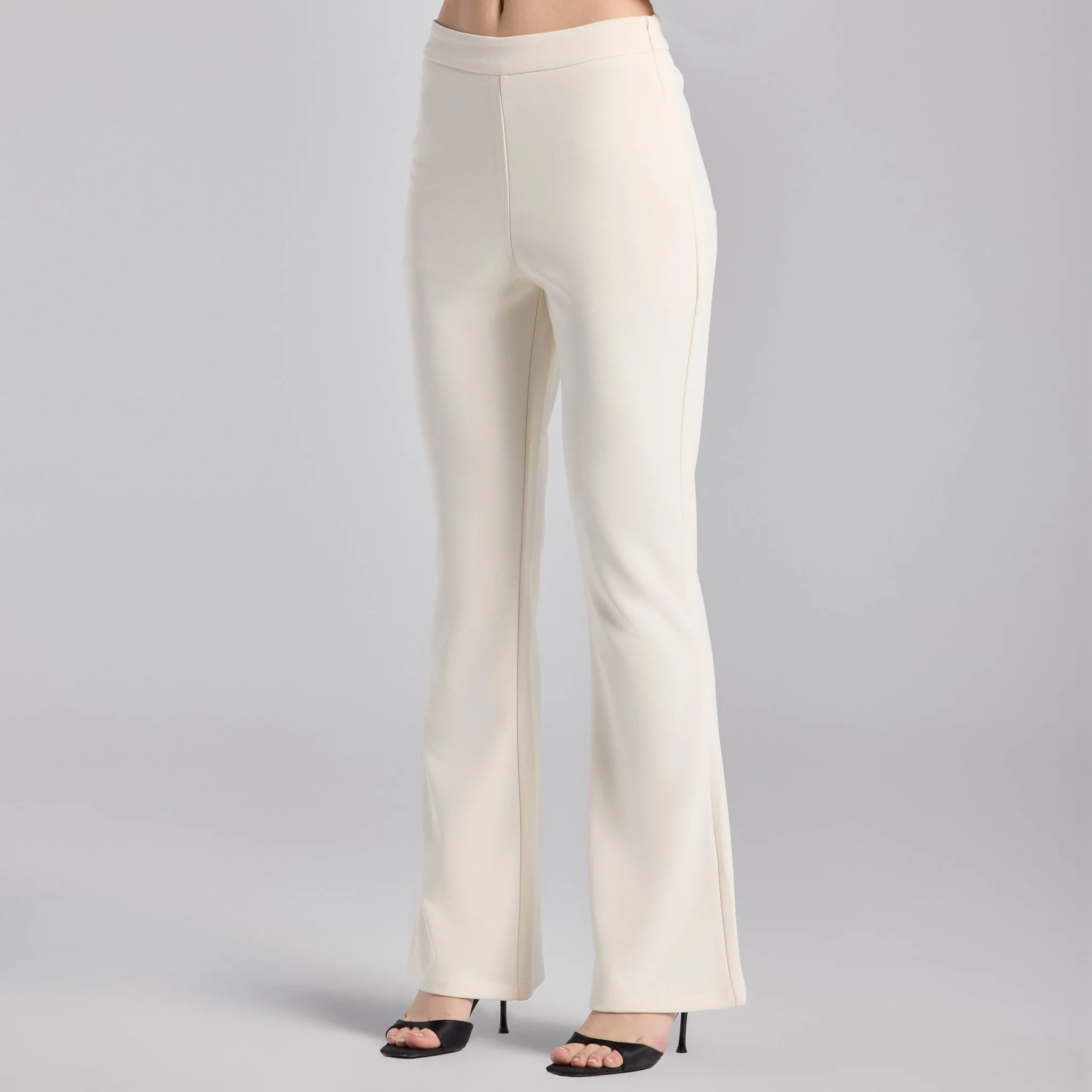 Ivory Crepe Flared Bottom Pants - Image 3