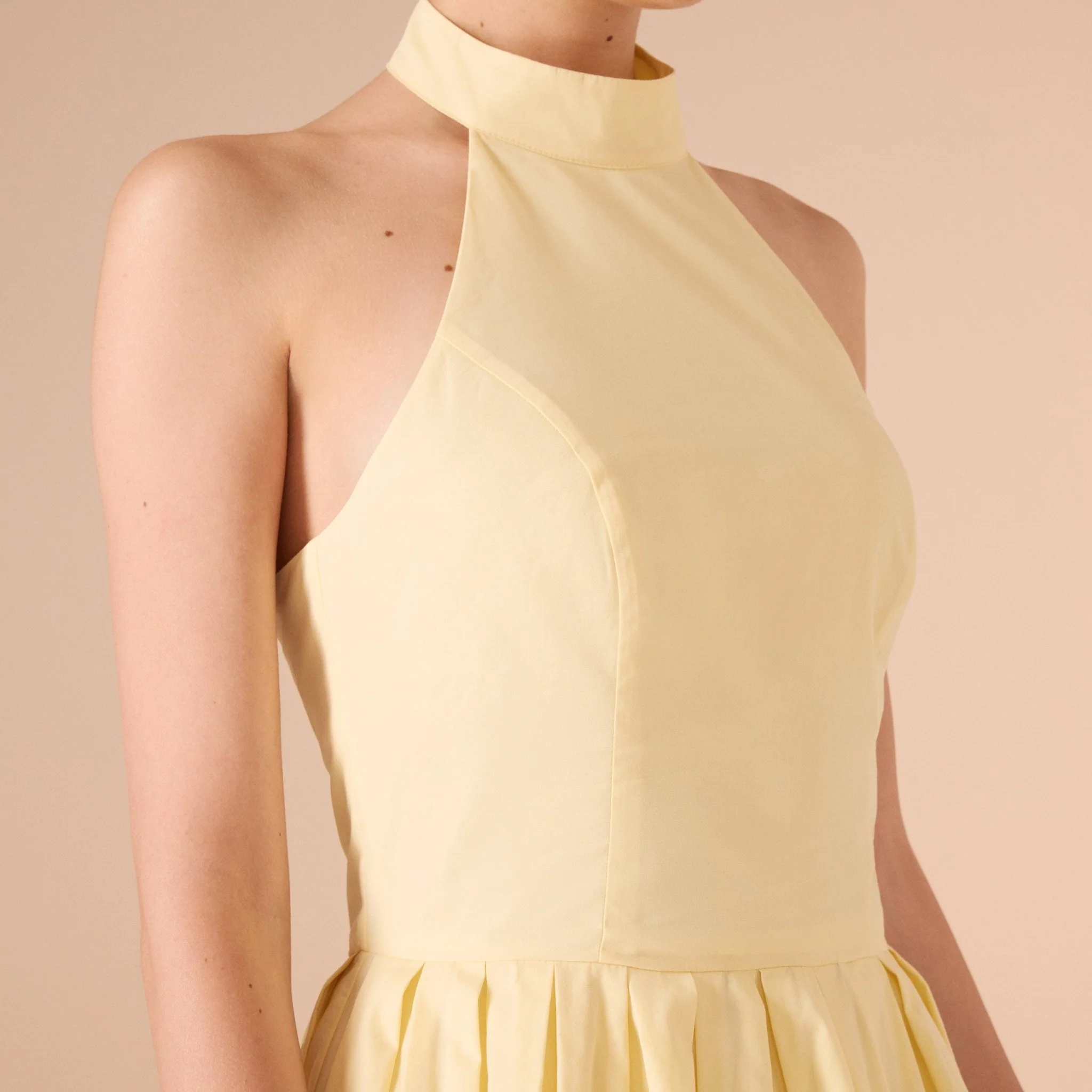 Knee-length Sleeveless Dress with a Short Turtleneck in Cotton - Image 3