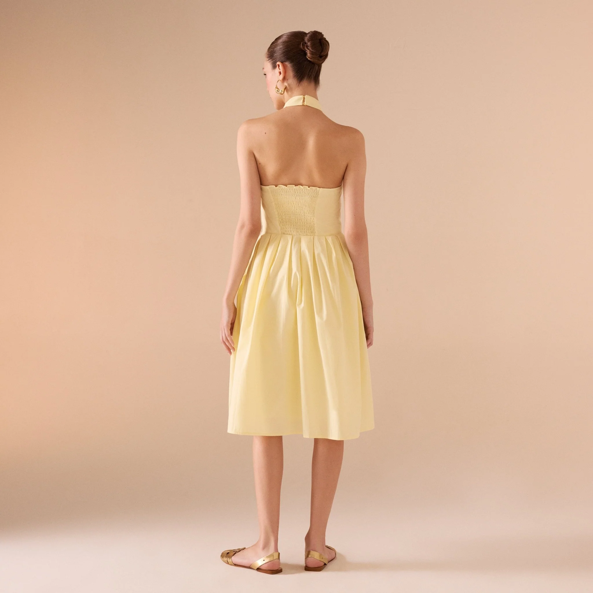 Knee-length Sleeveless Dress with a Short Turtleneck in Cotton - Image 4