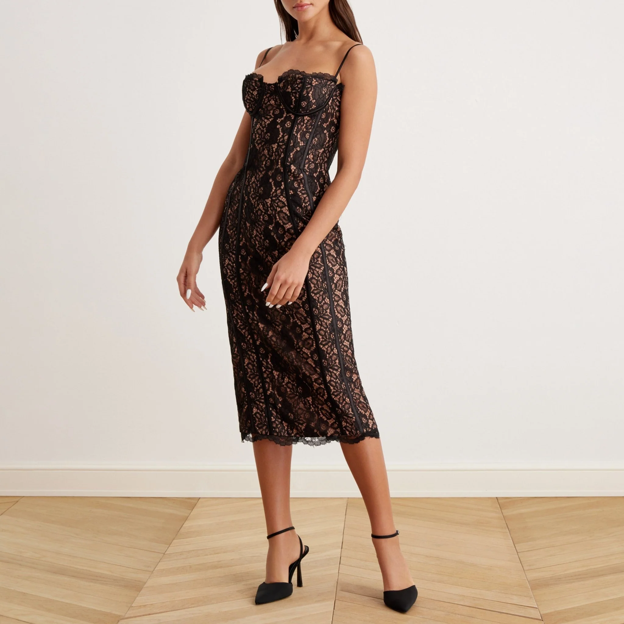 Lace Bustier Midi Dress - Image 3