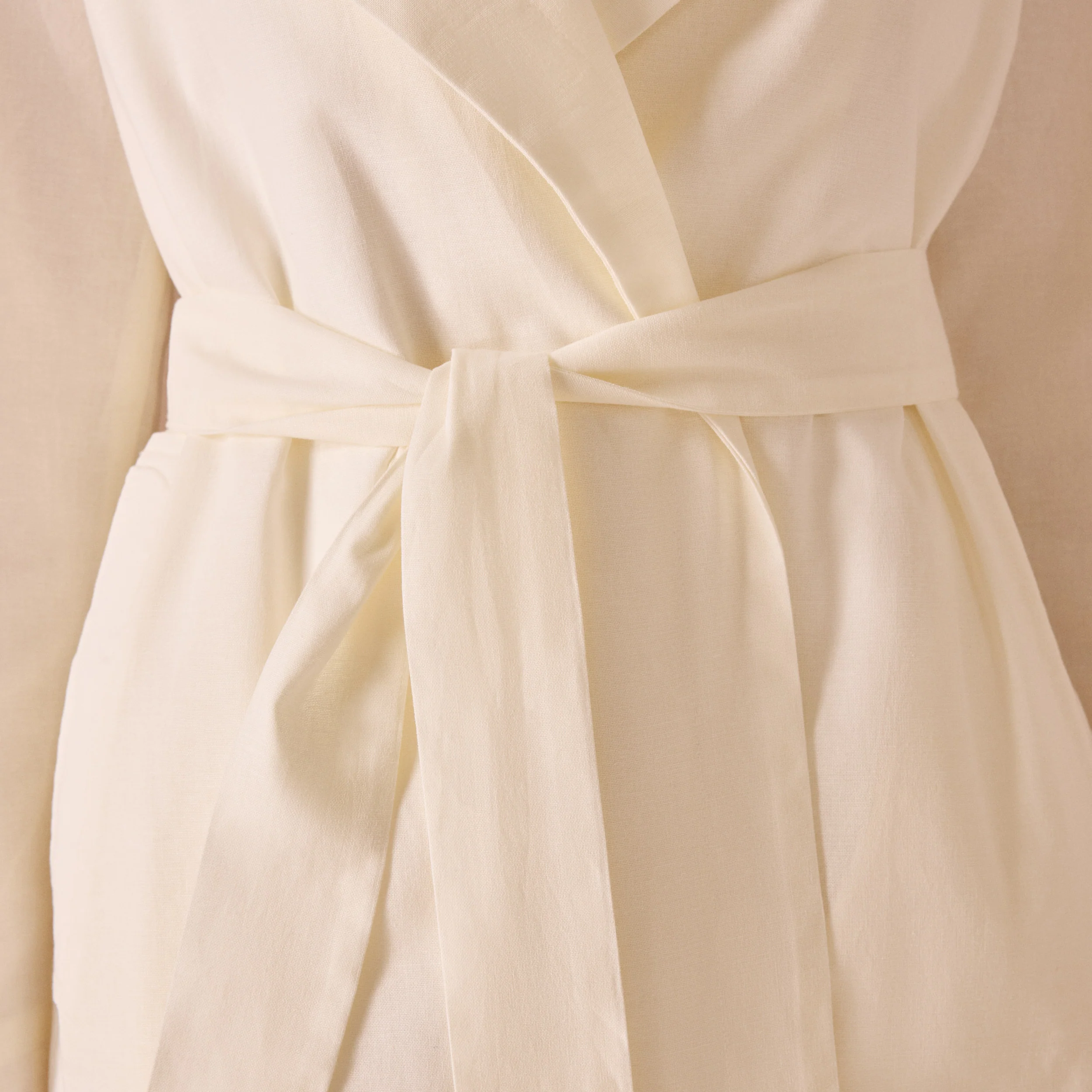 Off White Light Linen Trench Coat - Image 3