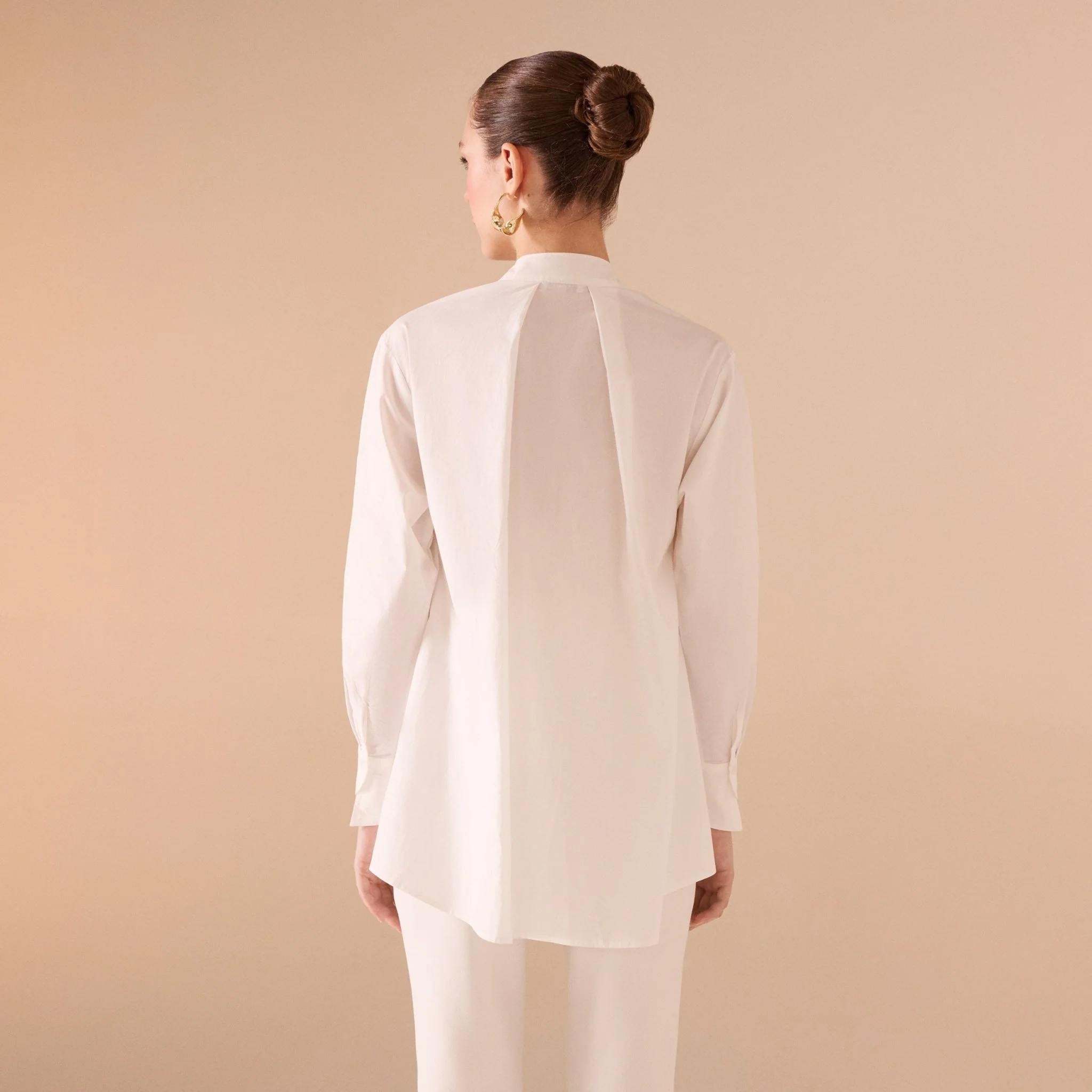 Off White Long Sleeve Gathered Waist Shirt - Image 3