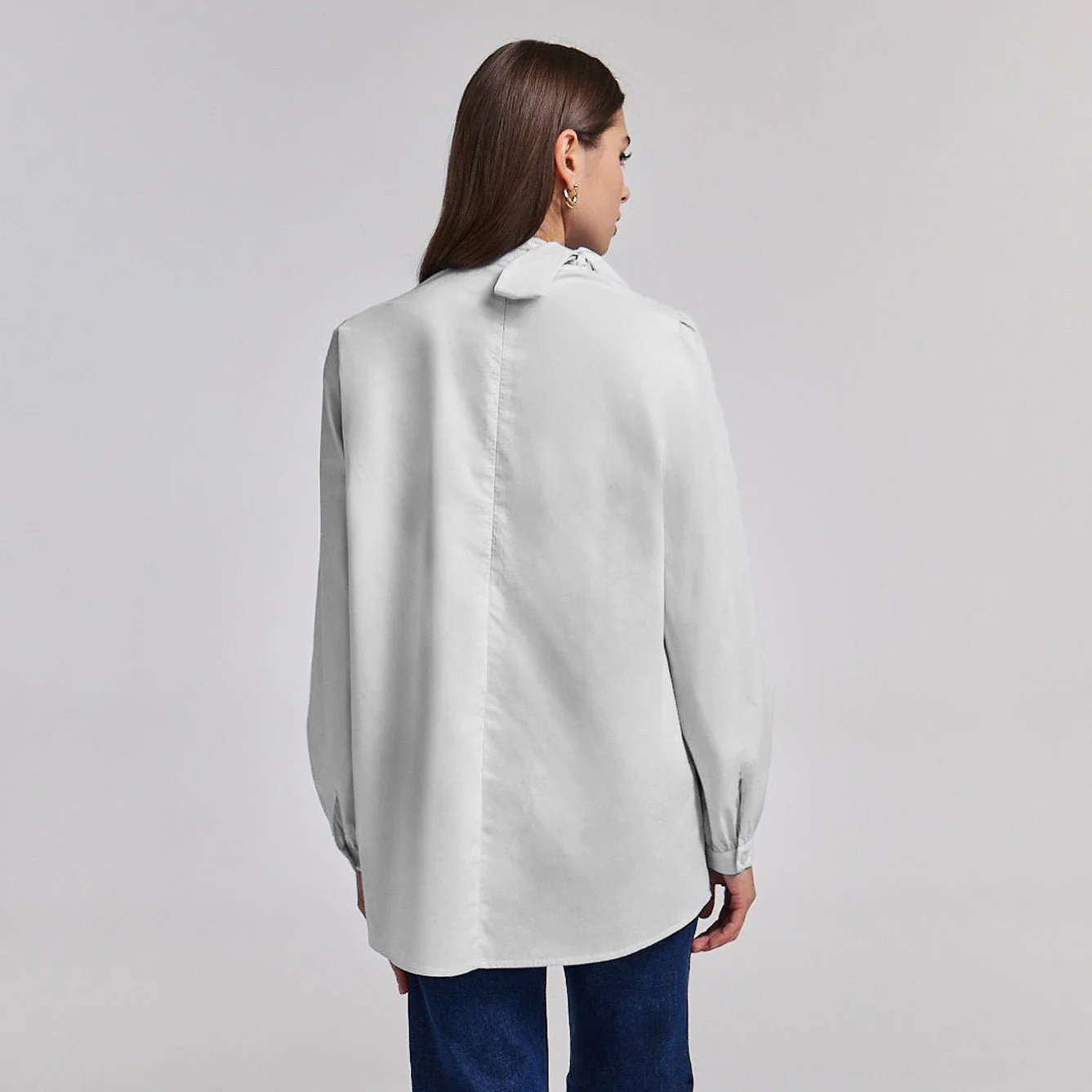 Long Sleeve Tunic Top With Tie Neck - Image 4