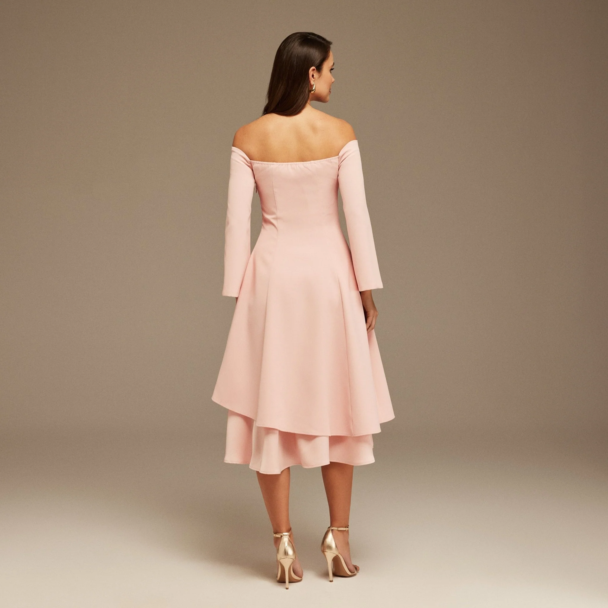 Pink Off-Shoulder Midi Dress - Image 3