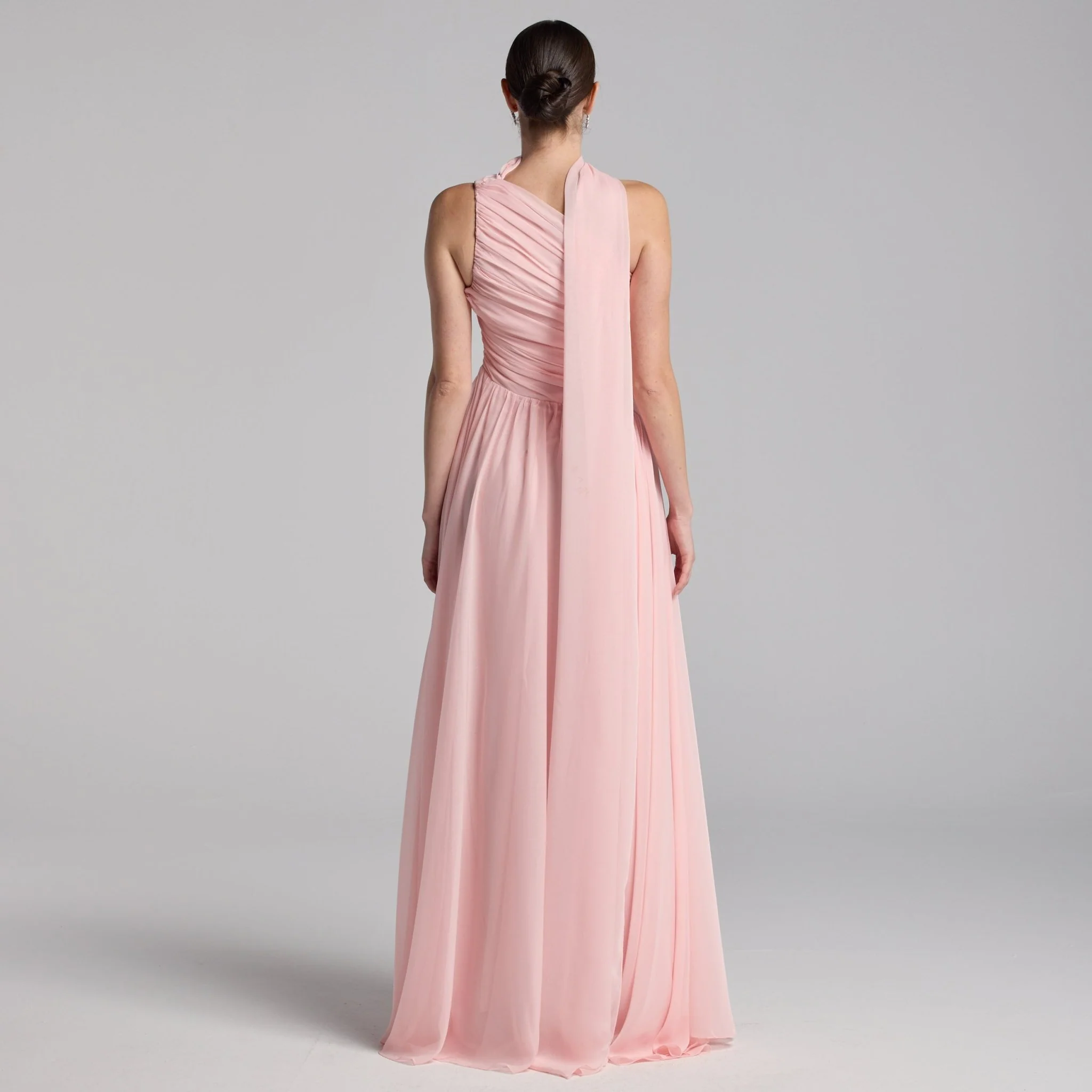 Pink Draped Long One Shoulder Dress - Image 4