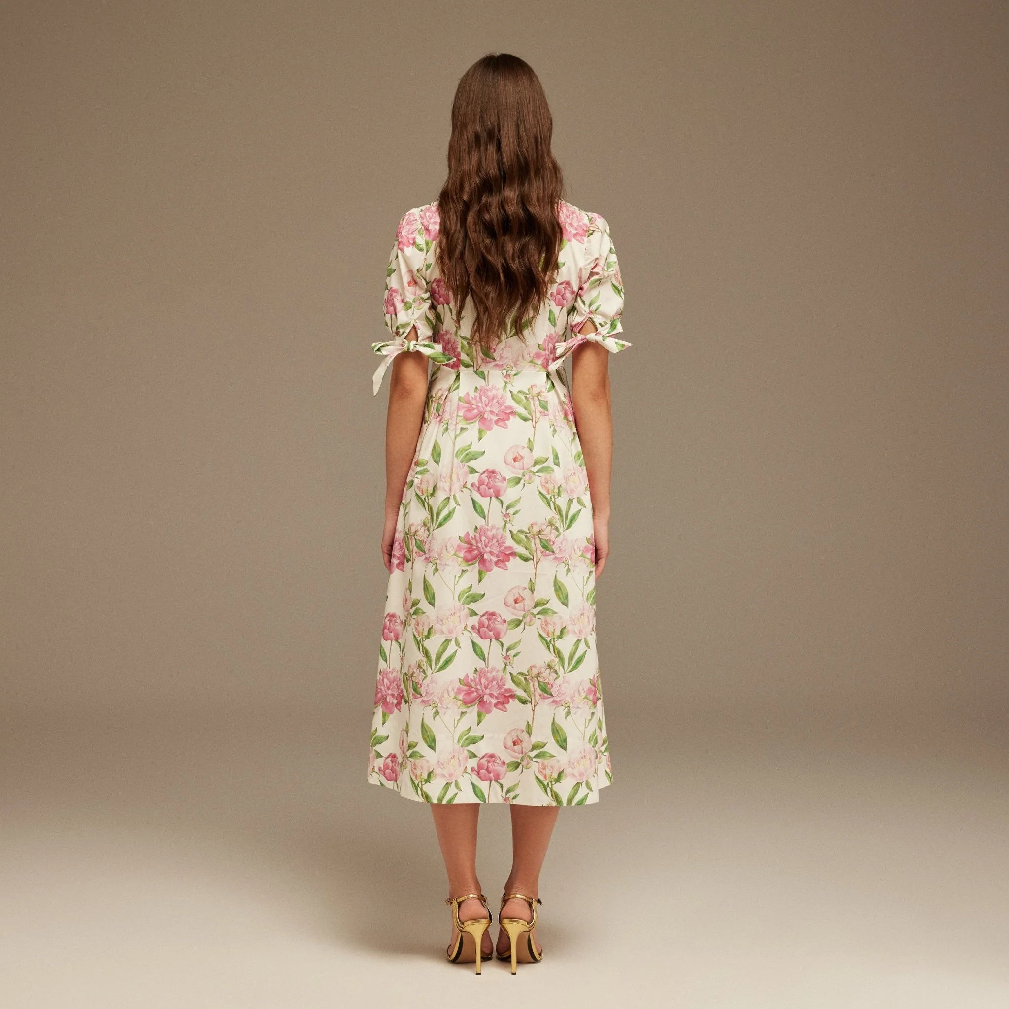 Puffy Sleeve Cotton Midi Dress - Image 4