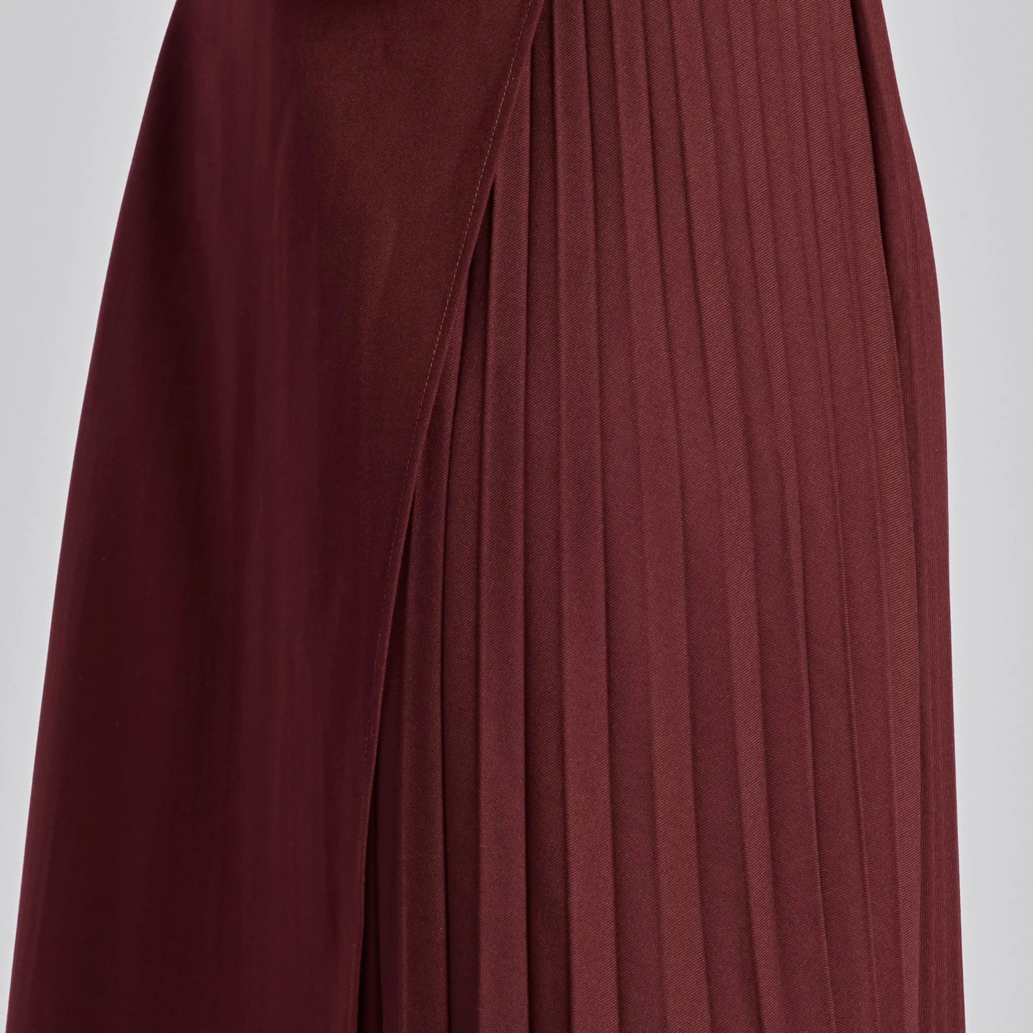 Burgundy Asymmetric Wool Midi Skirt - Image 4