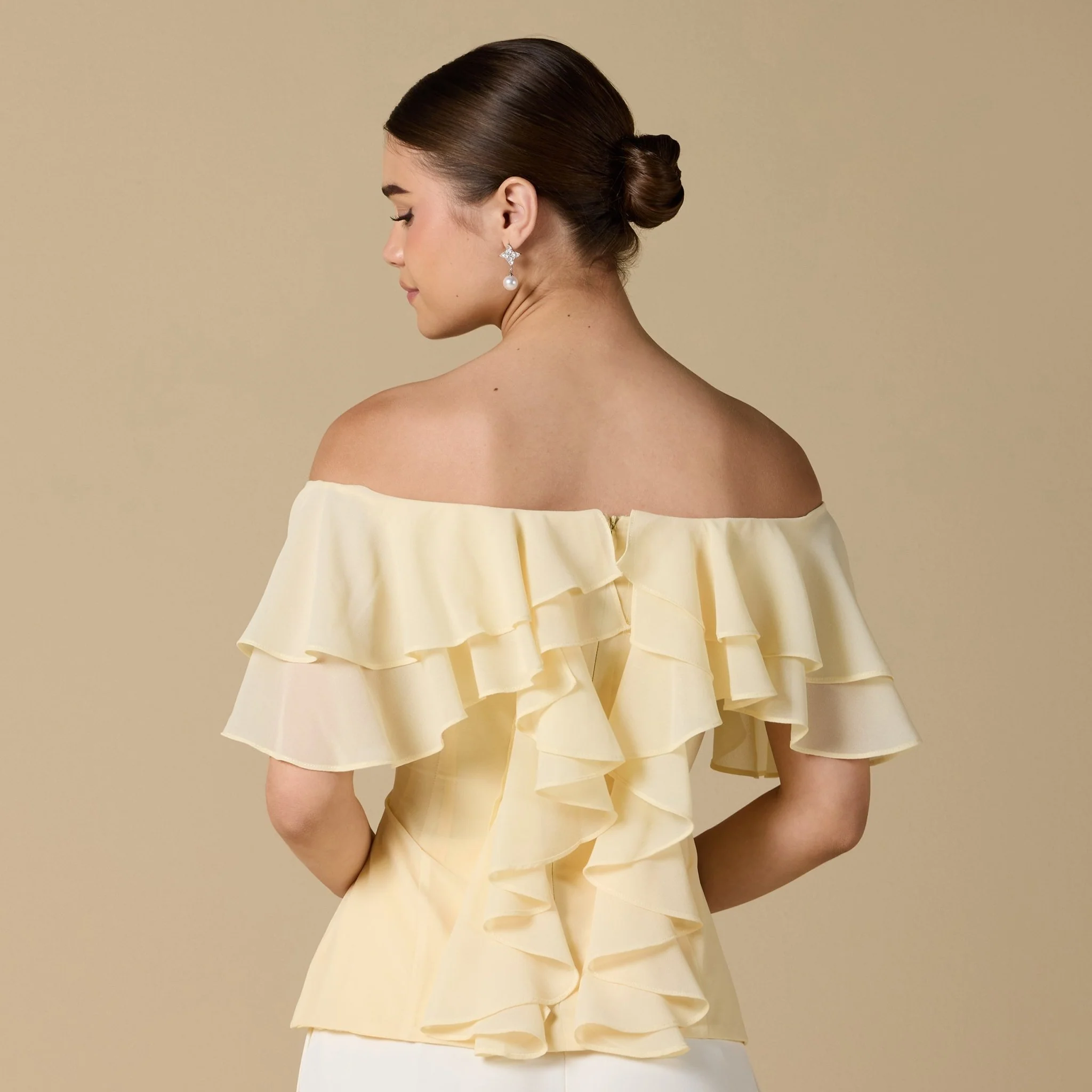 Ruffled Off-shoulder Chiffon Top - Image 10