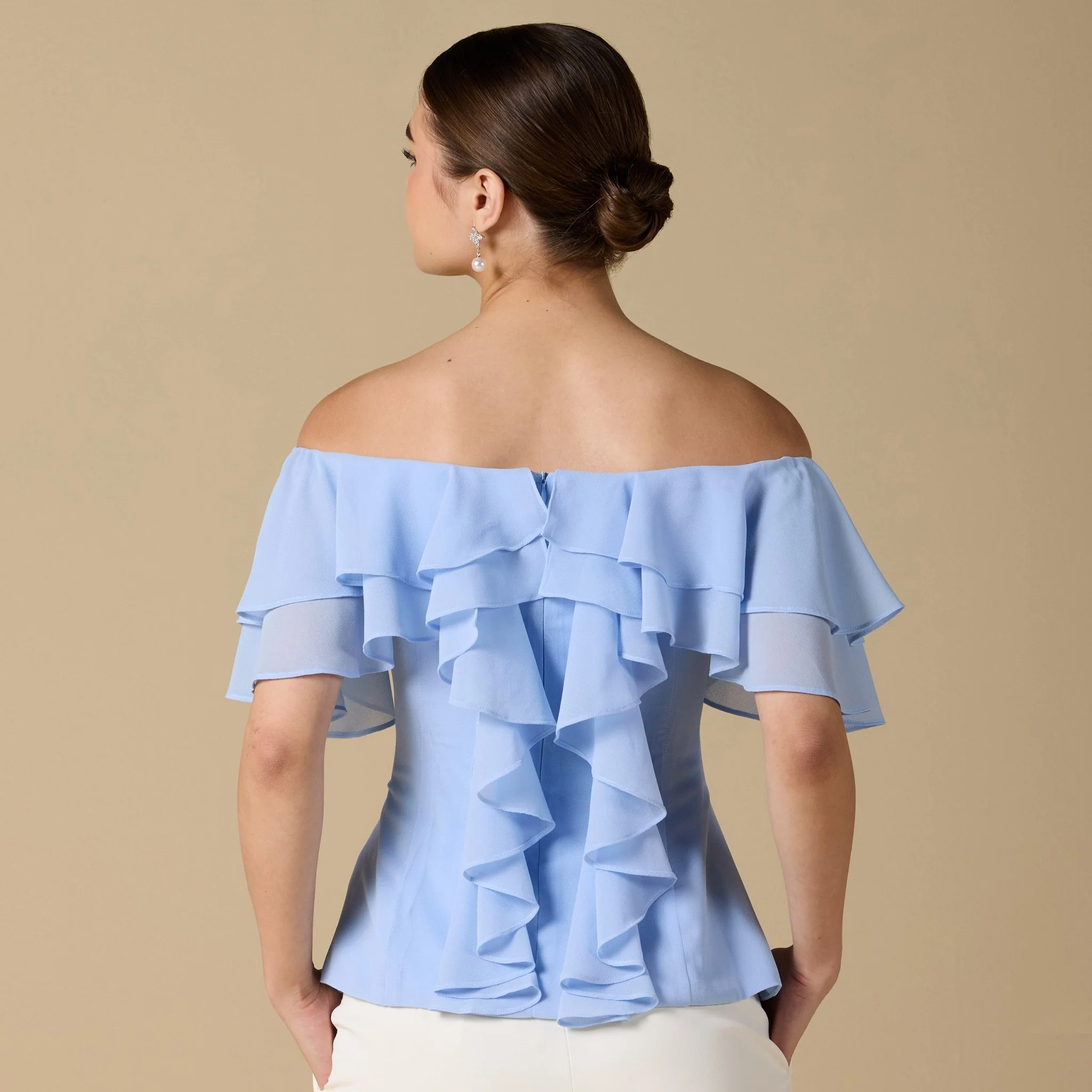 Ruffled Off-shoulder Chiffon Top - Image 6