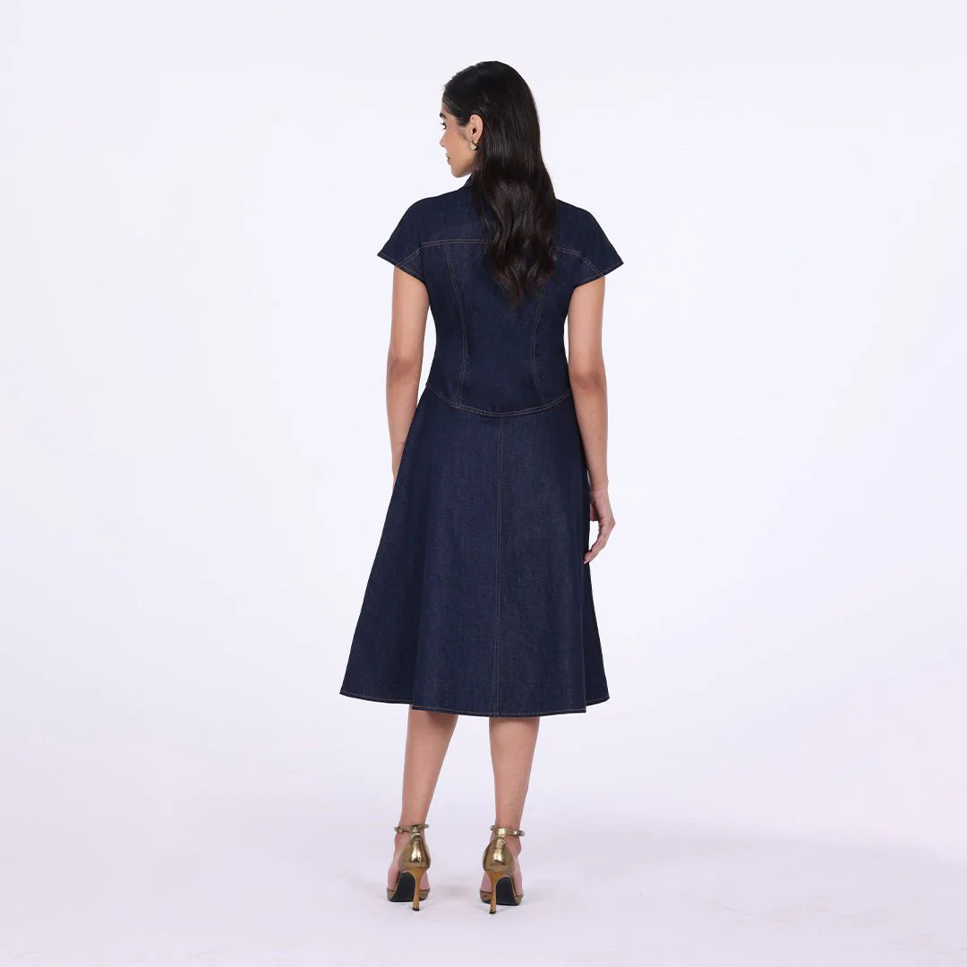Short Sleeve Denim Dress - Image 4