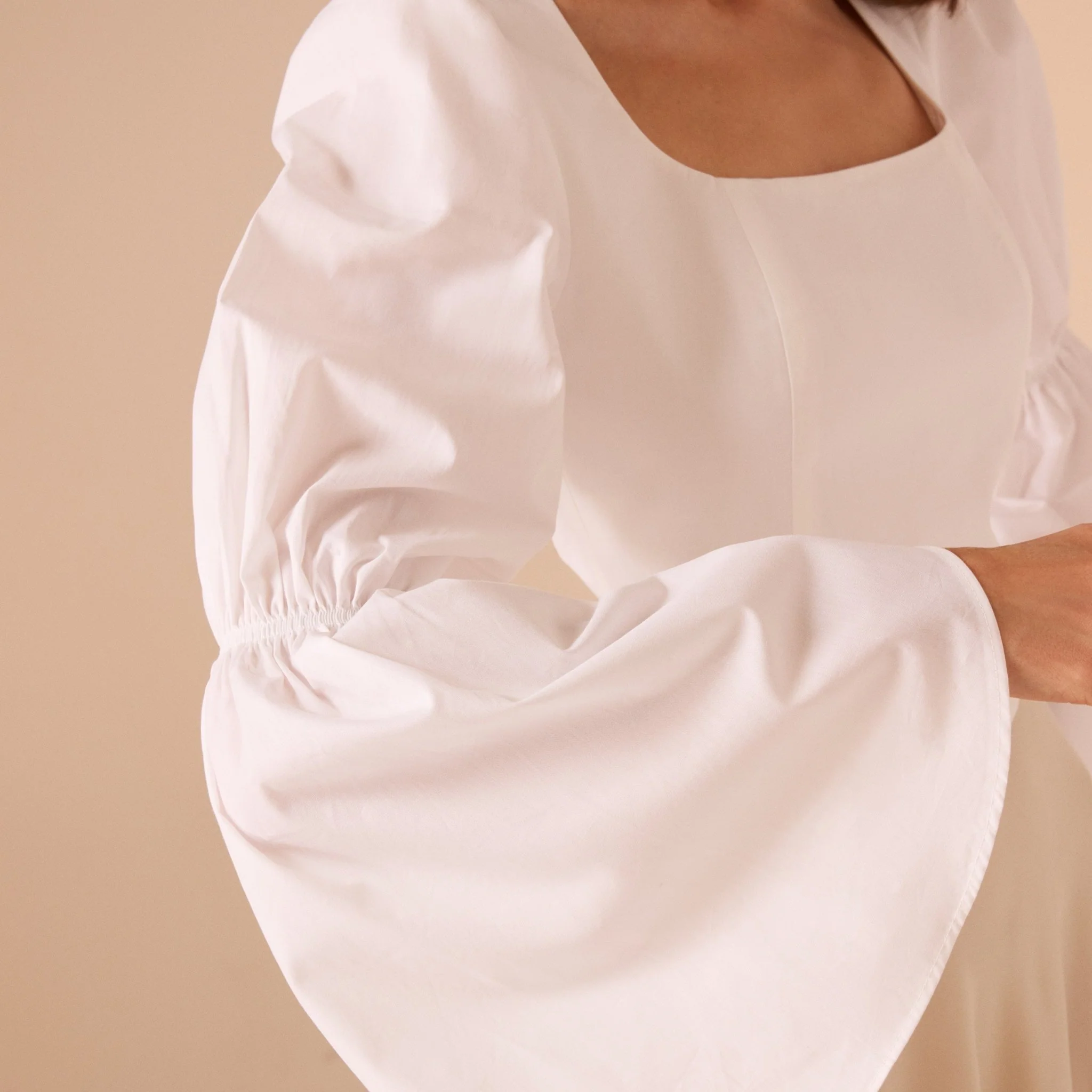 Square Neckline Gathered Ruffle Sleeve Top - Image 4