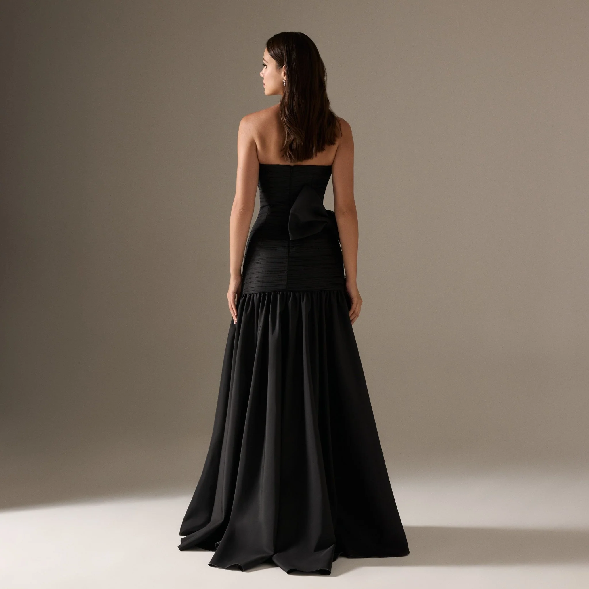 Strapless Ruched Taffeta Floor Length Dress - Image 3