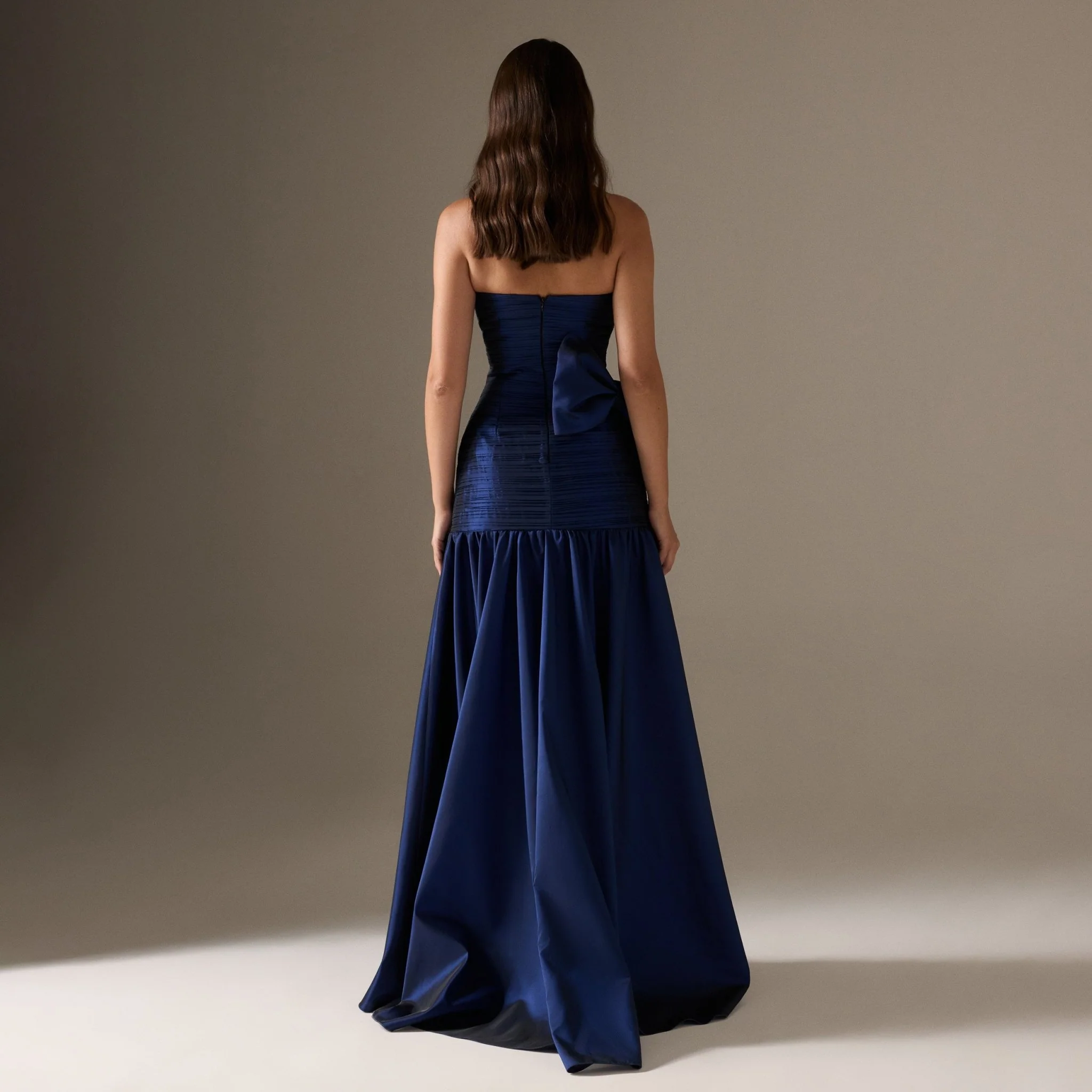 Strapless Ruched Taffeta Floor Length Dress - Image 3