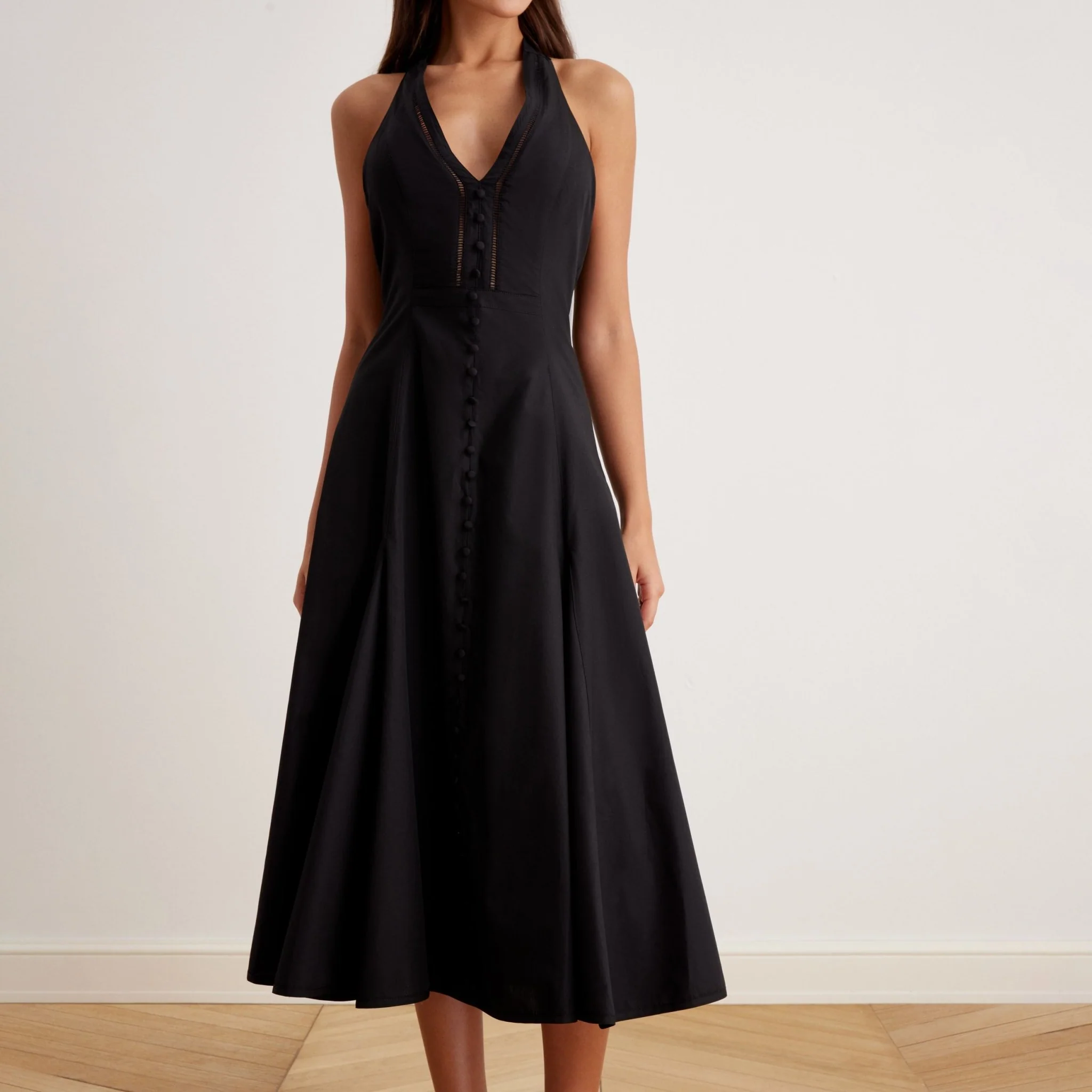 V-Neck Tiered Bow Back Midi Dress in Cotton - Image 6