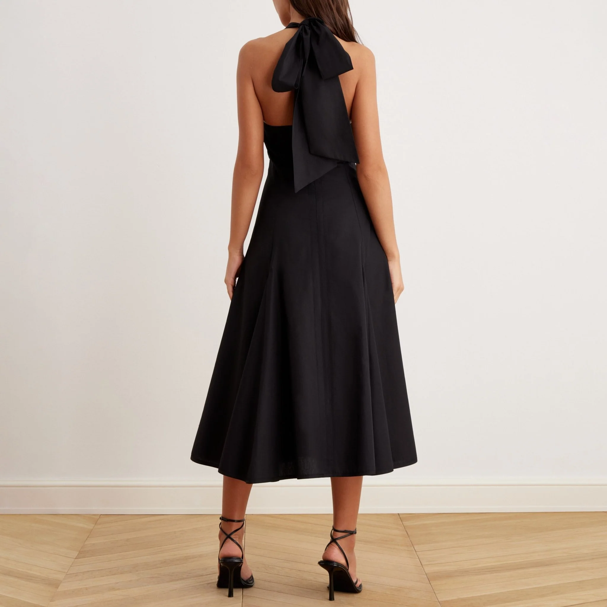 V-Neck Tiered Bow Back Midi Dress in Cotton - Image 7