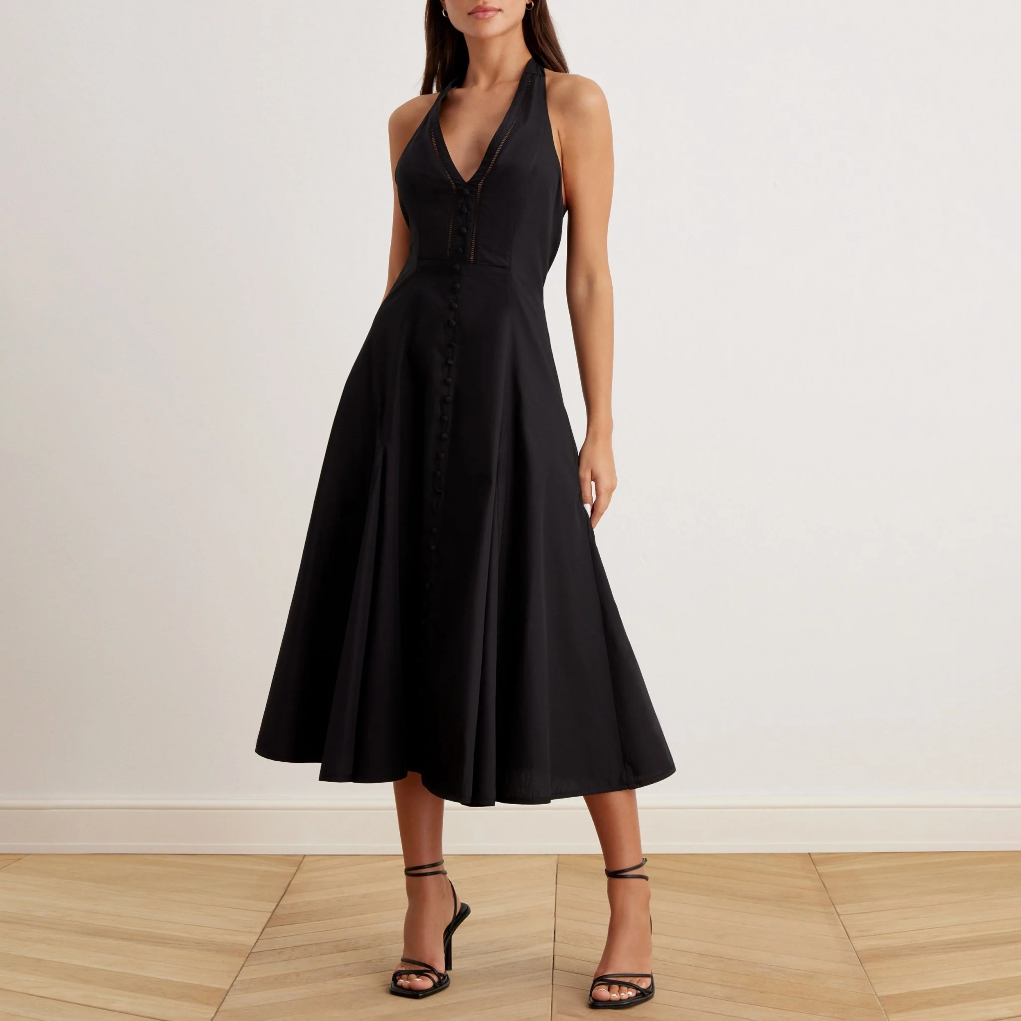 V-Neck Tiered Bow Back Midi Dress in Cotton - Image 8