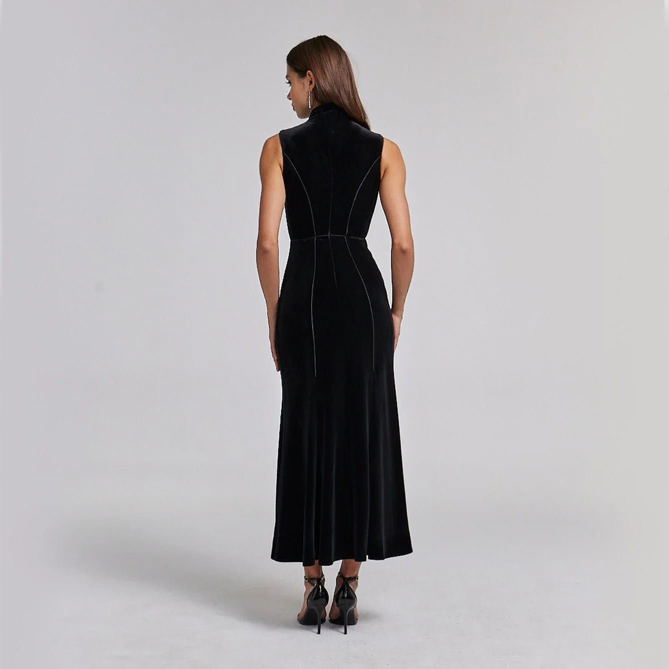 Velvet A-line Sleeveless Dress - Image 3