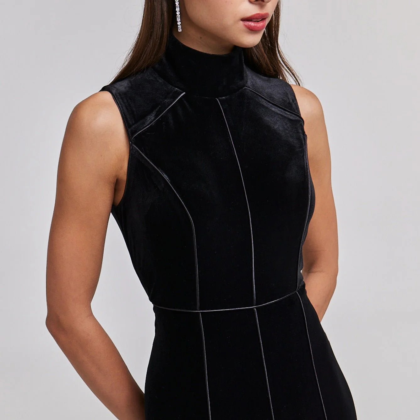 Velvet A-line Sleeveless Dress - Image 4