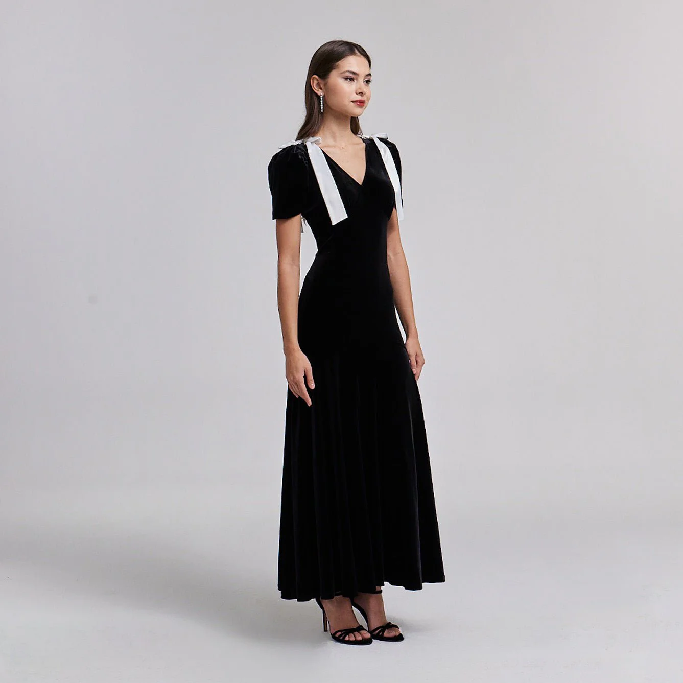 Velvet Puff Sleeve Maxi Dress - Image 3